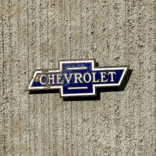 Chevy Bowtie Porcelain Badge Emblem License Plate Topper Auto Tag Chevrolet
