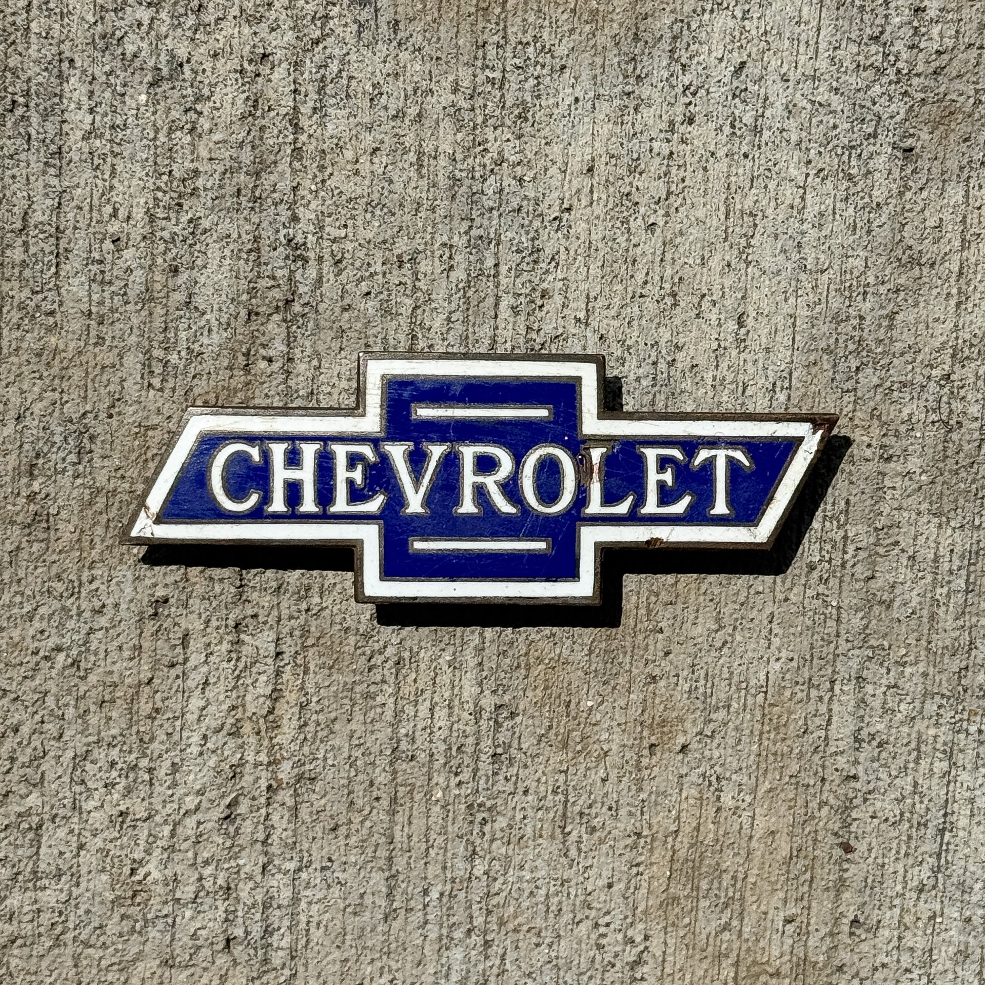 Chevy Bowtie Porcelain Badge Emblem License Plate Topper Auto Tag Chevrolet - Larger Size