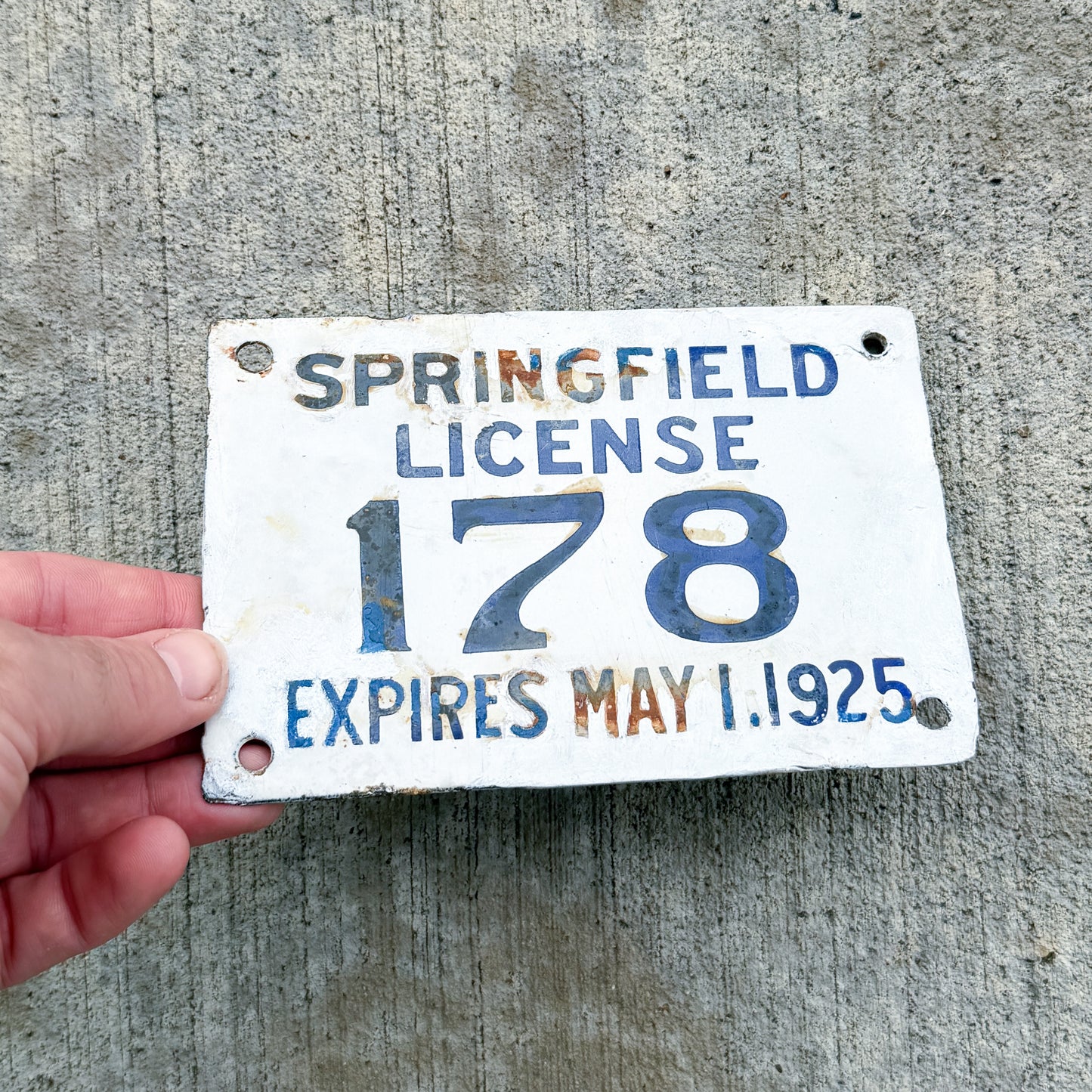 1925 Springfield Massachusetts Porcelain City License Plate Auto Tag High Quality 178