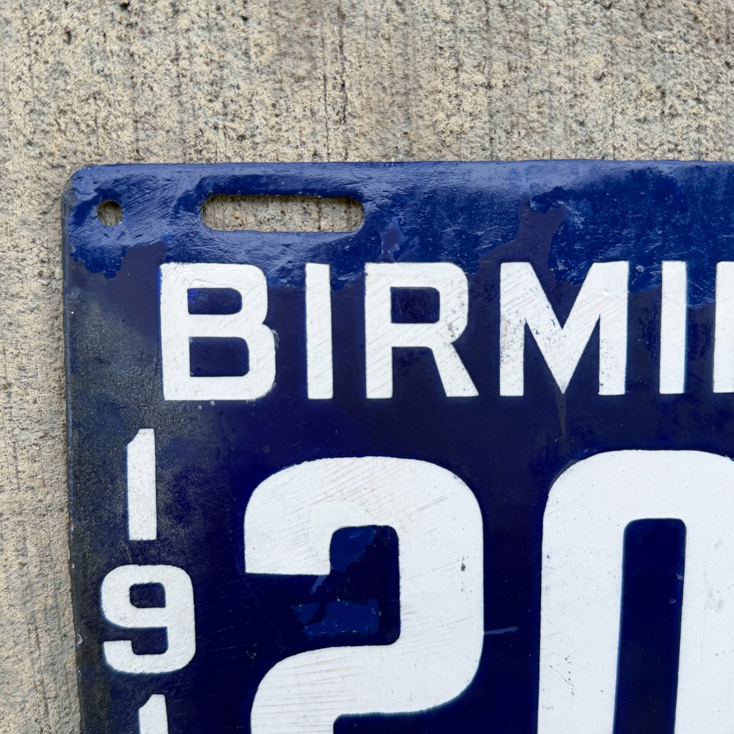 1911 Birmingham Alabama Porcelain License Plate City Auto Tag 2031