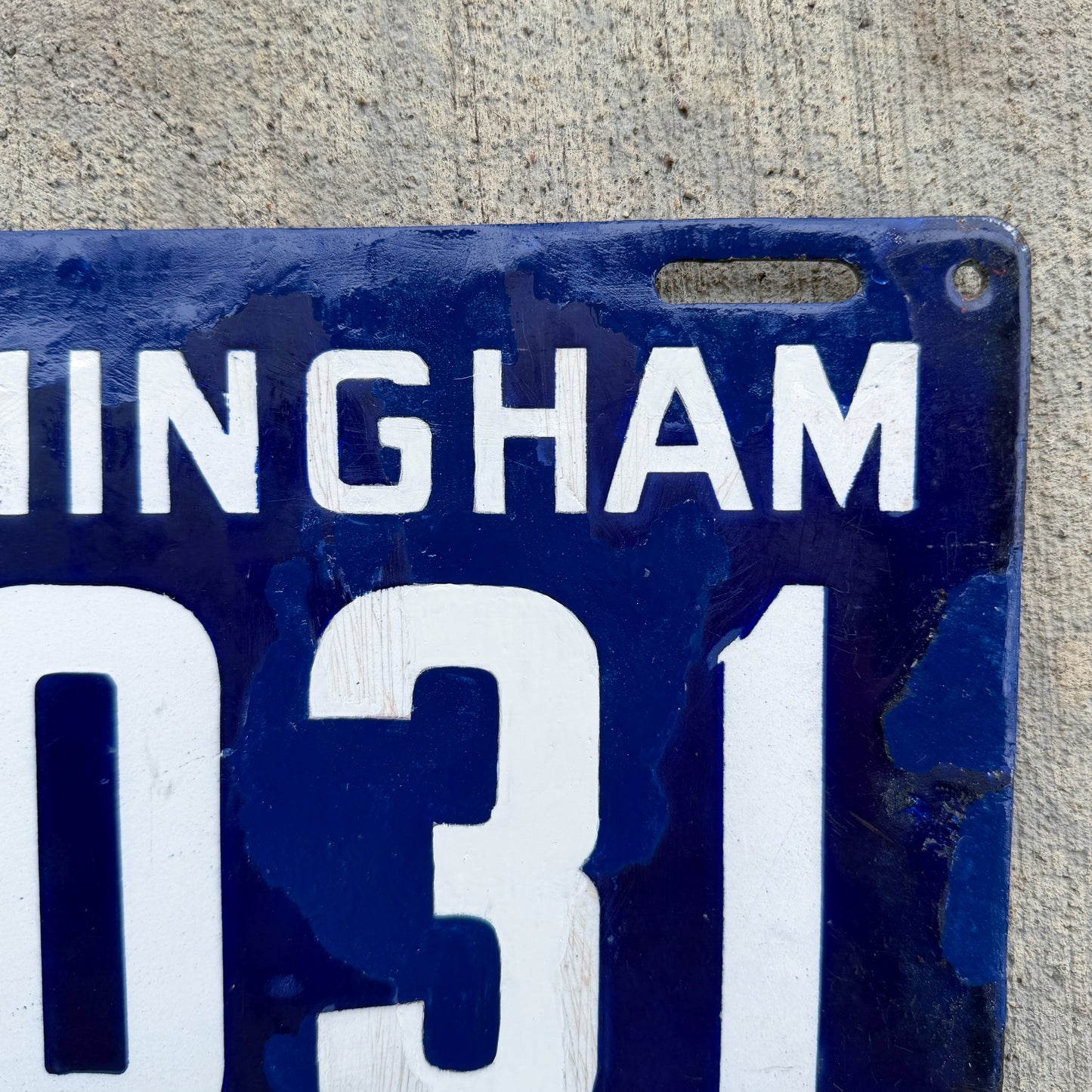 1911 Birmingham Alabama Porcelain License Plate City Auto Tag 2031