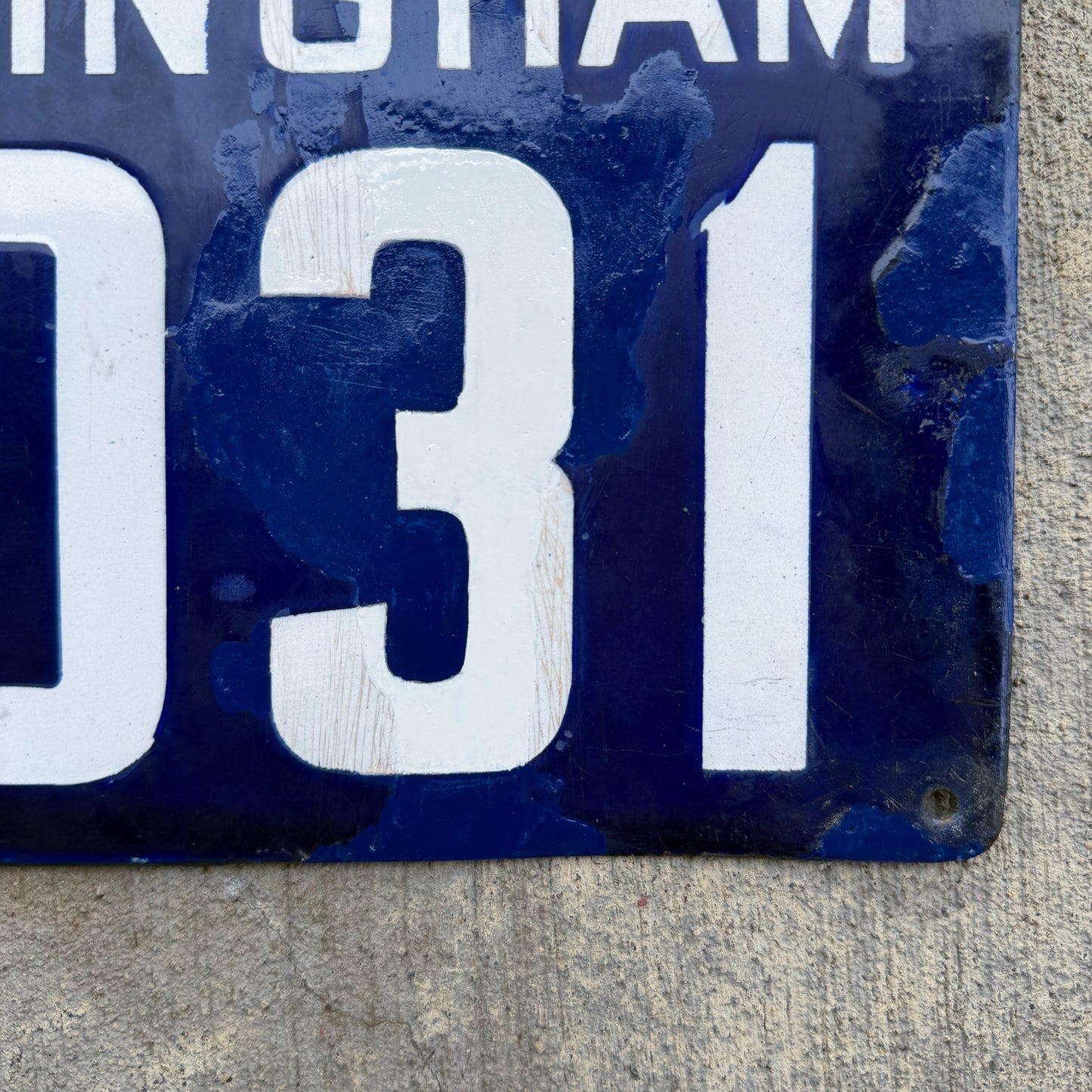 1911 Birmingham Alabama Porcelain License Plate City Auto Tag 2031