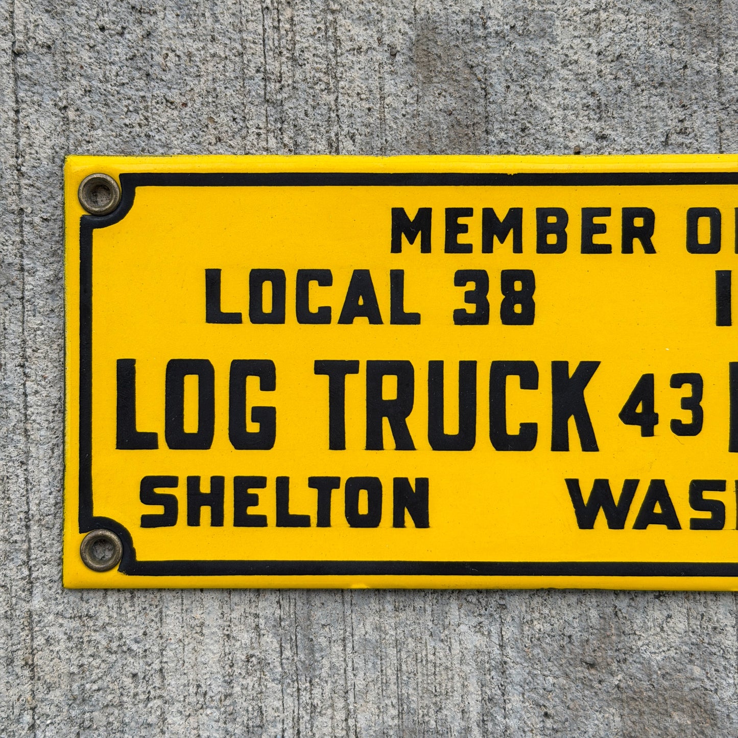1940 Era Washington Porcelain Log Truck License Plate Auto Tag High Quality 43