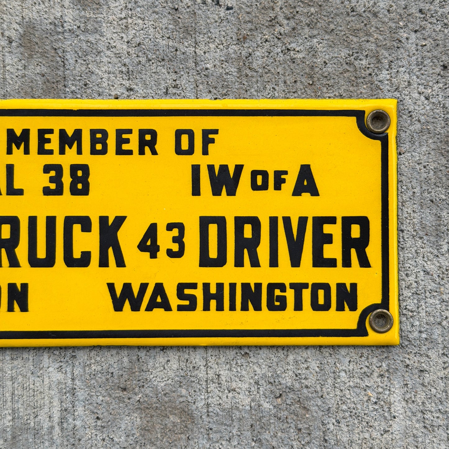 1940 Era Washington Porcelain Log Truck License Plate Auto Tag High Quality 43