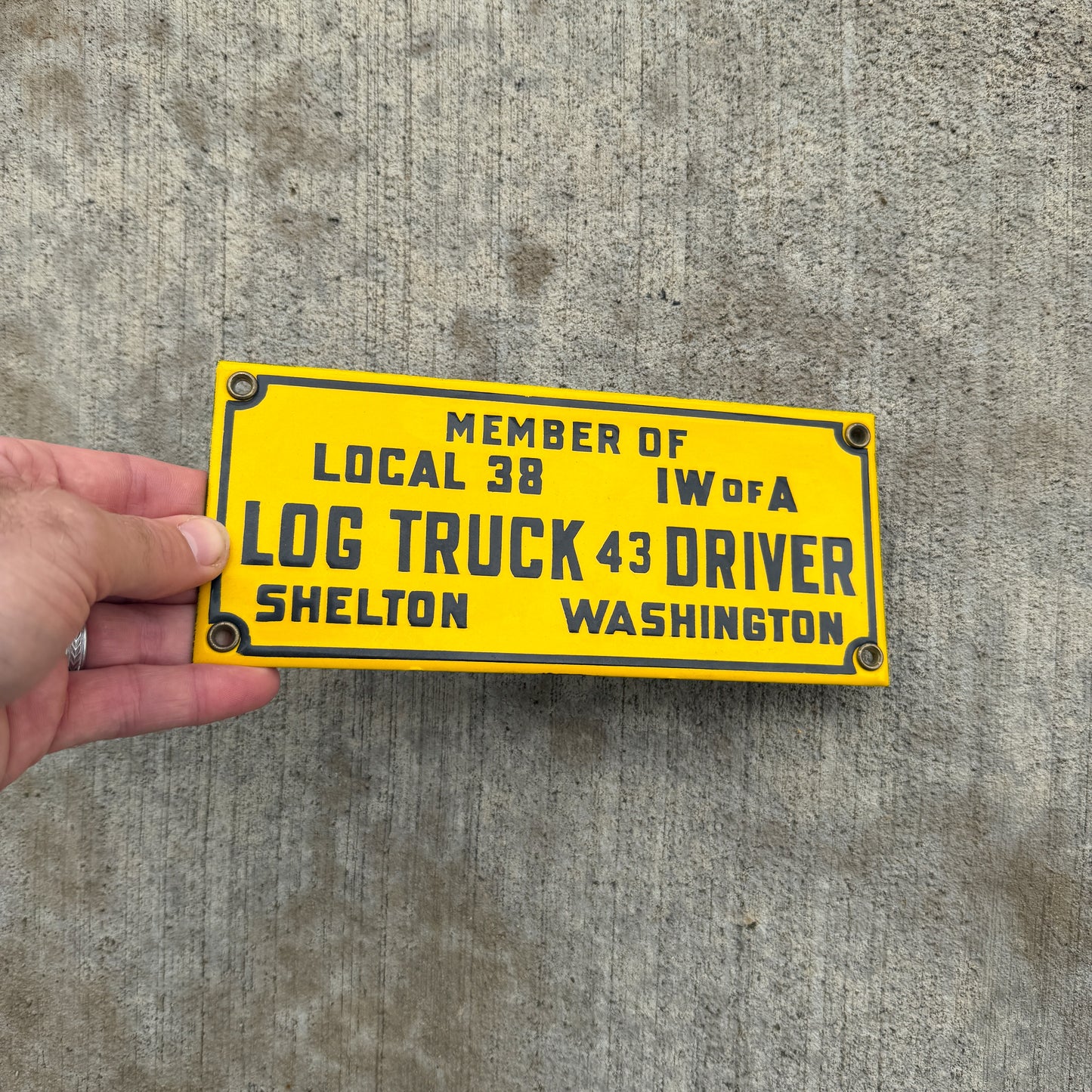 1940 Era Washington Porcelain Log Truck License Plate Auto Tag High Quality 43