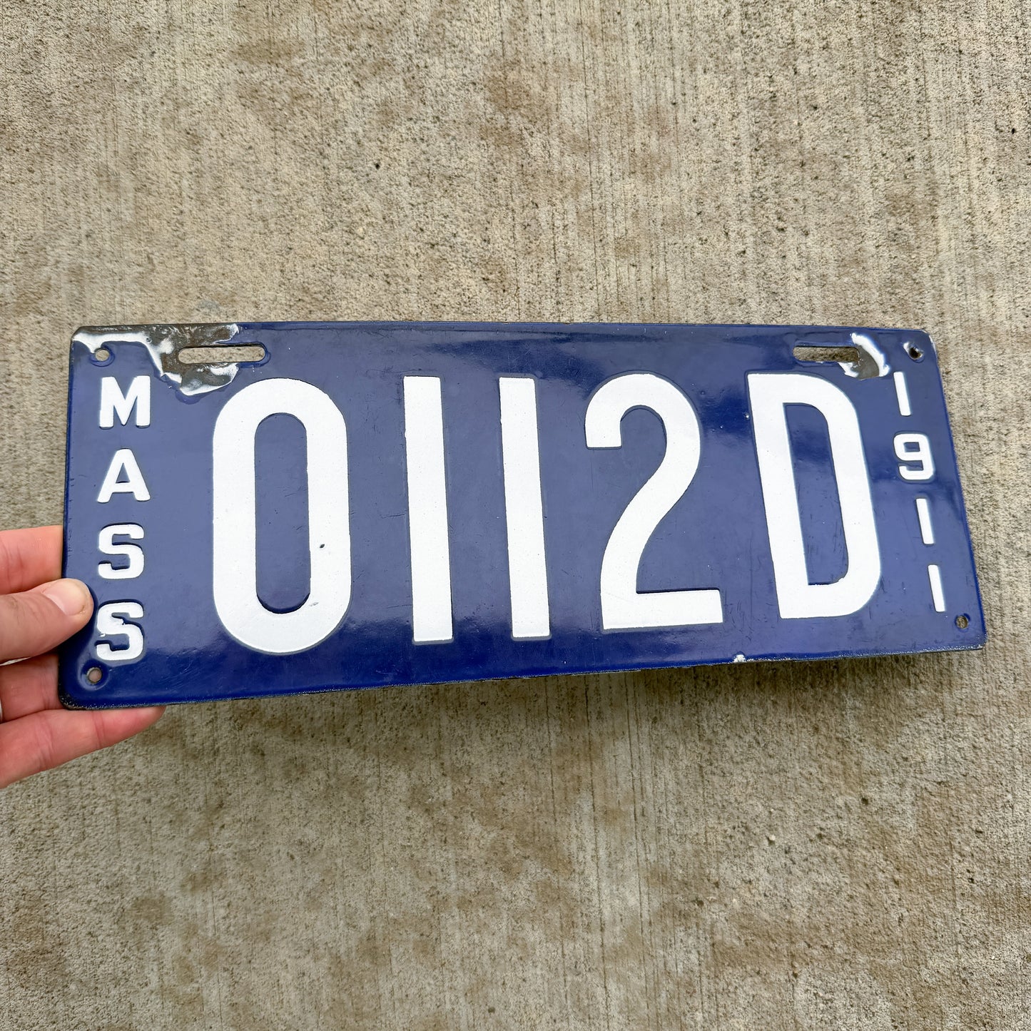 1911 Massachusetts Porcelain Dealer License Plate Auto Tag High Quality 0112D