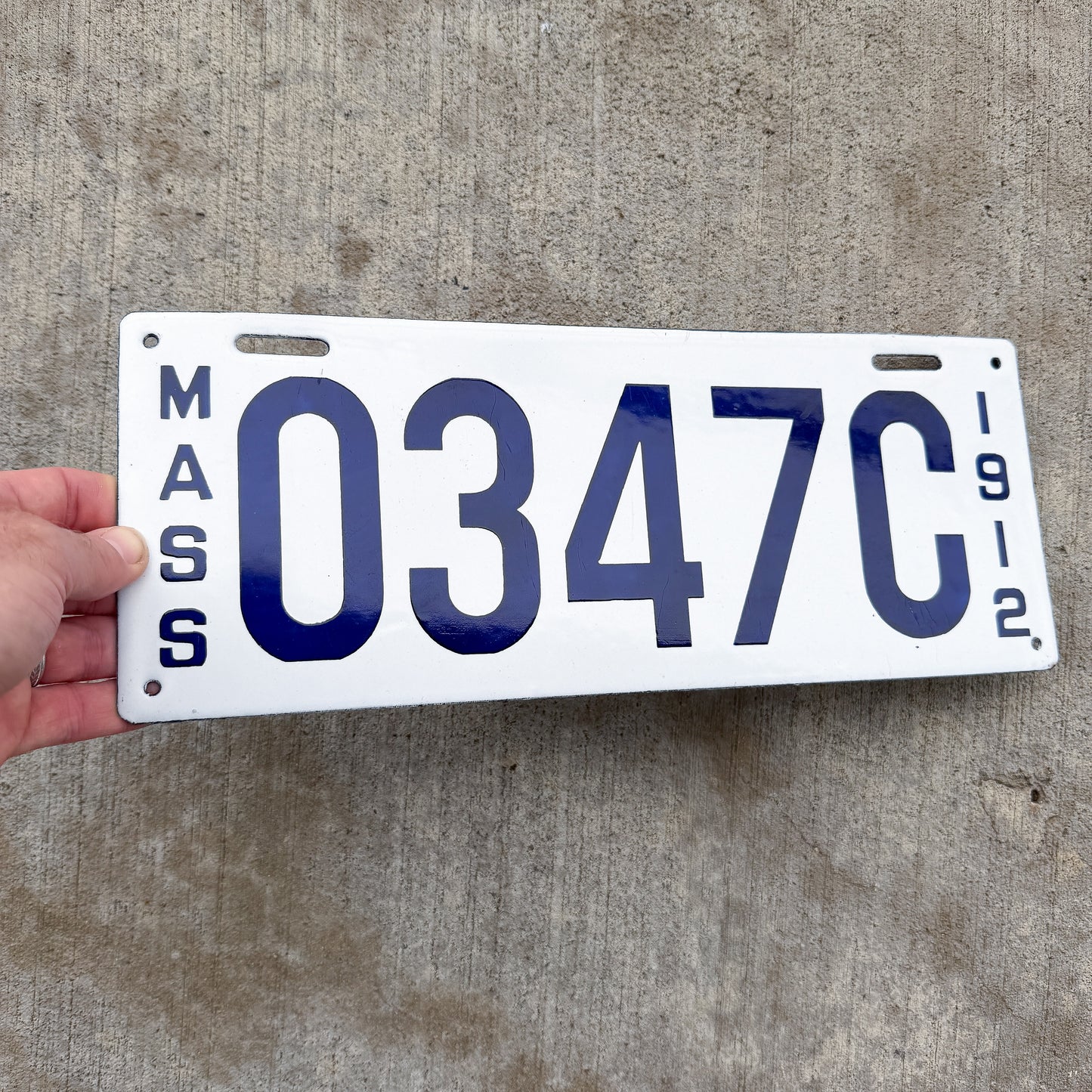 1912 Massachusetts Porcelain Dealer License Plate Auto Tag High Quality 0347C