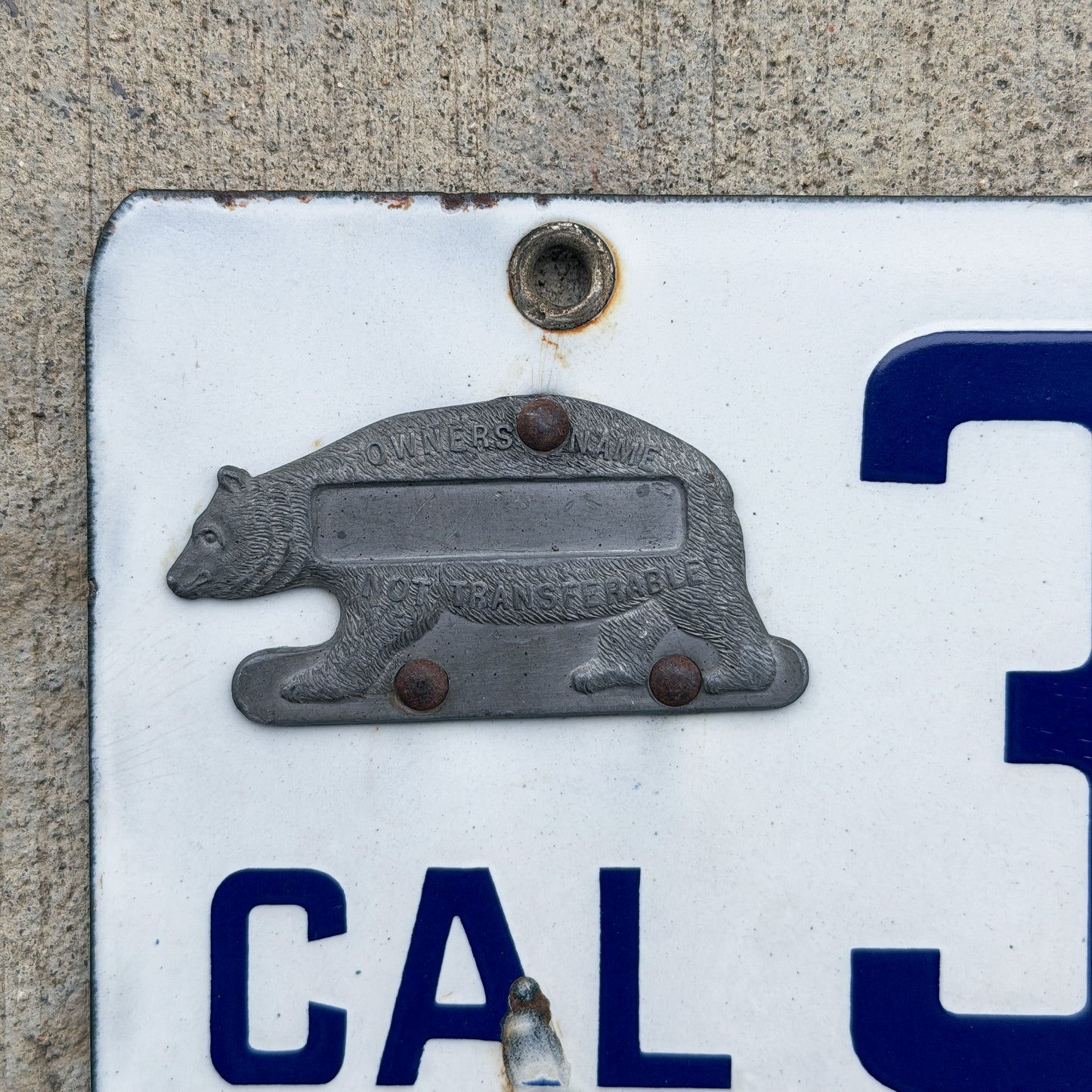 1916 California Porcelain License Plate Auto Tag High Quality 36234
