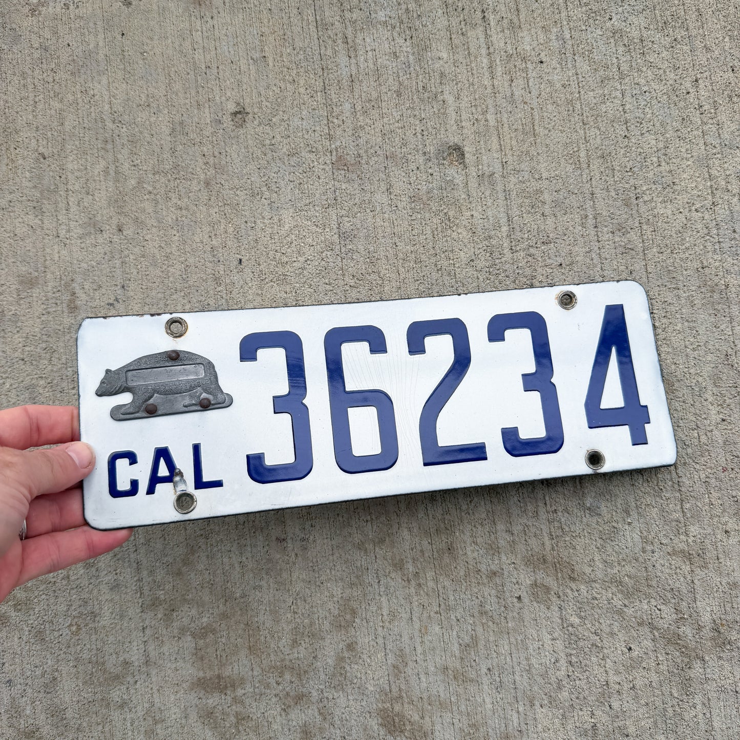1916 California Porcelain License Plate Auto Tag High Quality 36234