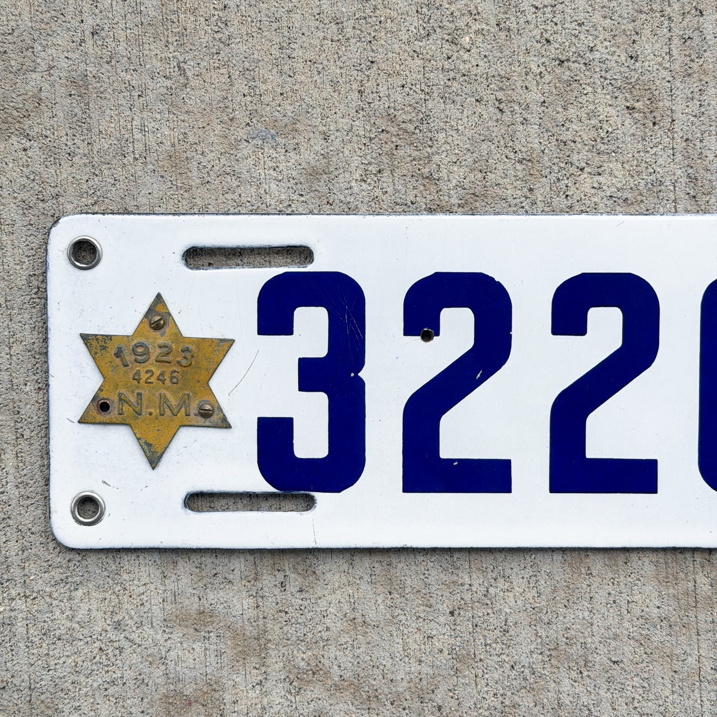1920 1923 New Mexico Porcelain License Plate Auto Tag Star Tab High Quality 32269