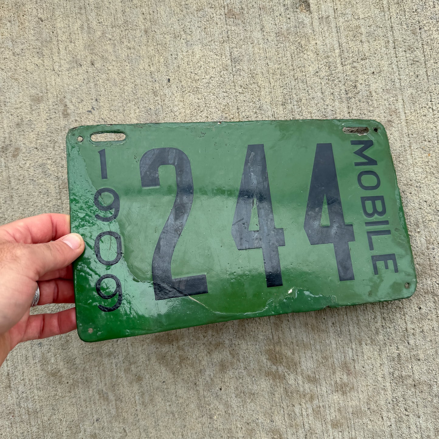 1909 Mobile Alabama Porcelain City License Plate Auto Tag High Quality 244