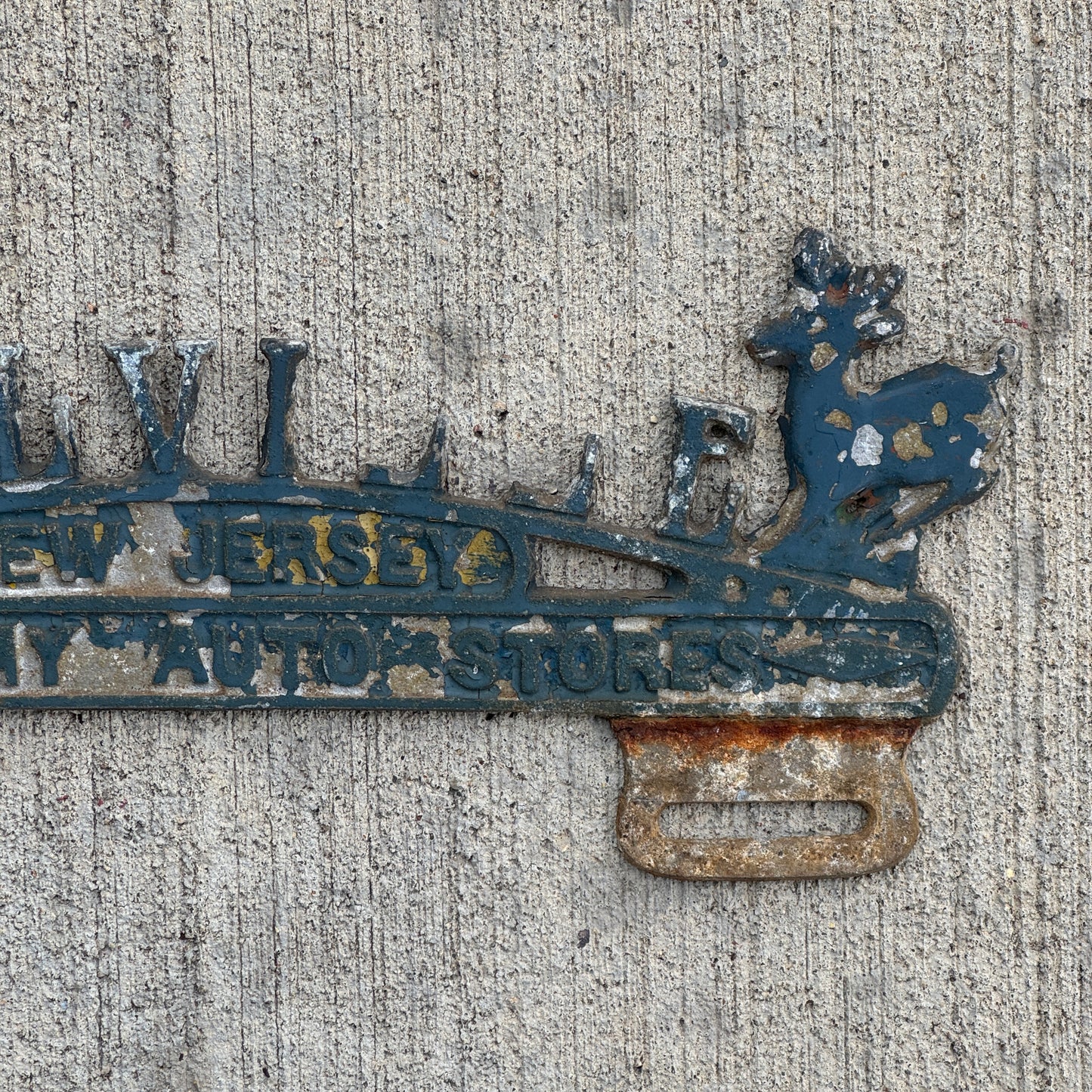 1960 Era Millville New Jersey License Plate Topper Auto Tag Economy Auto Stores