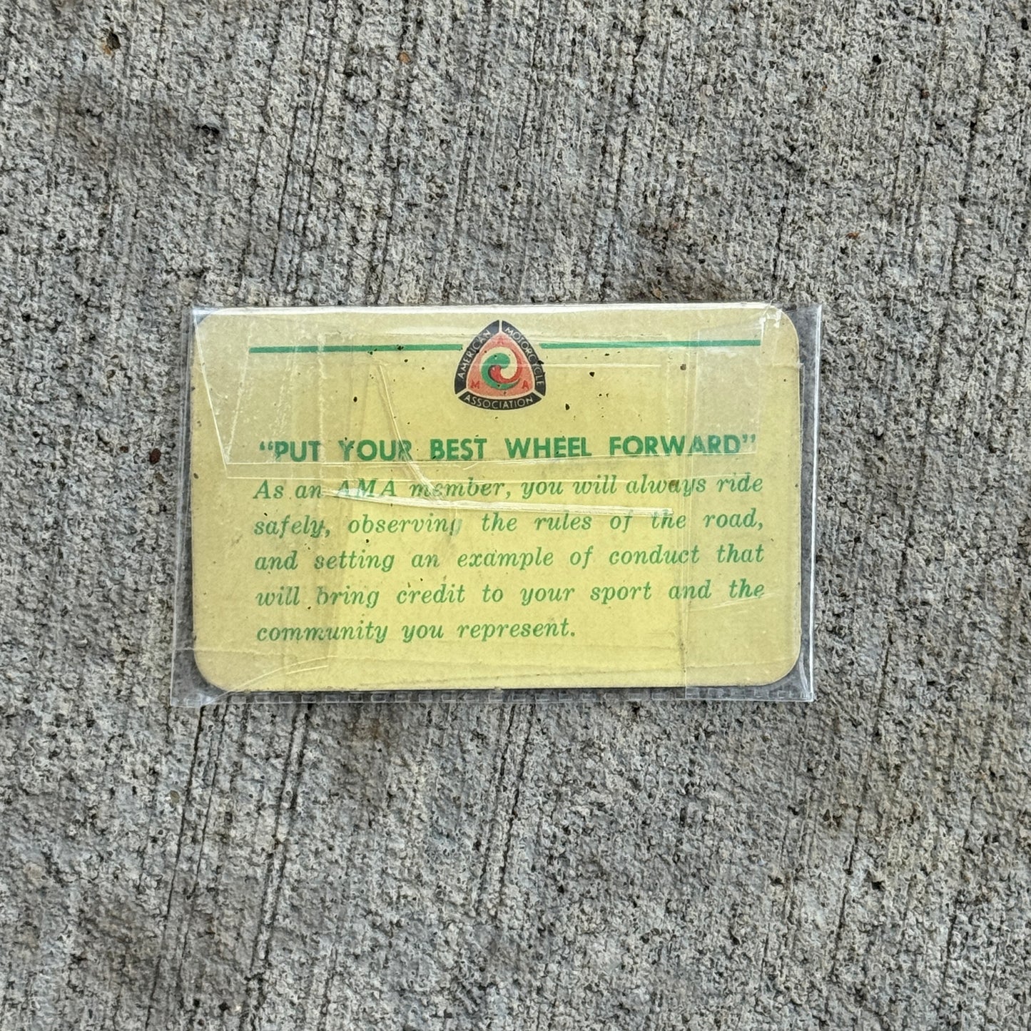 1960 Era American Motorcycle Association Card Worthington Ohio Auto Tag AMA No 877 Milan Fitch
