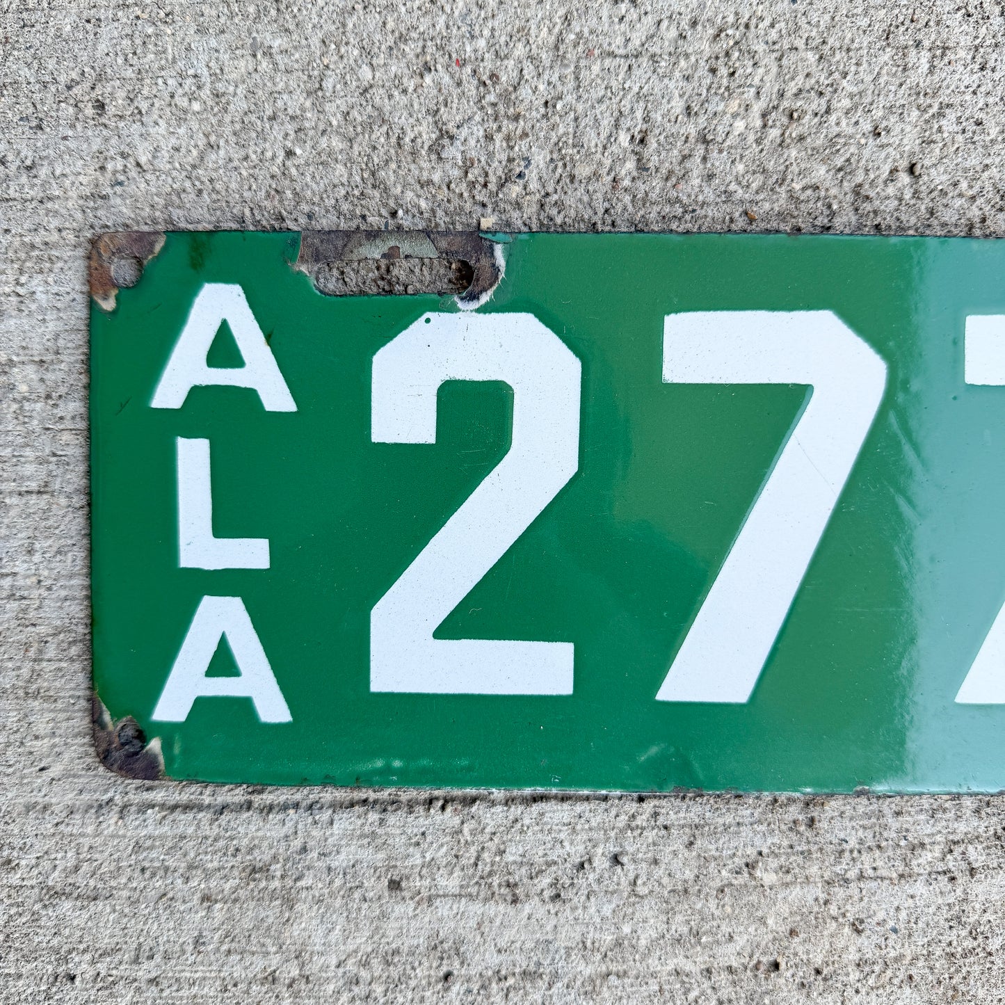 1915 Alabama Porcelain License Plate Auto Tag Repeat Repeating 2777
