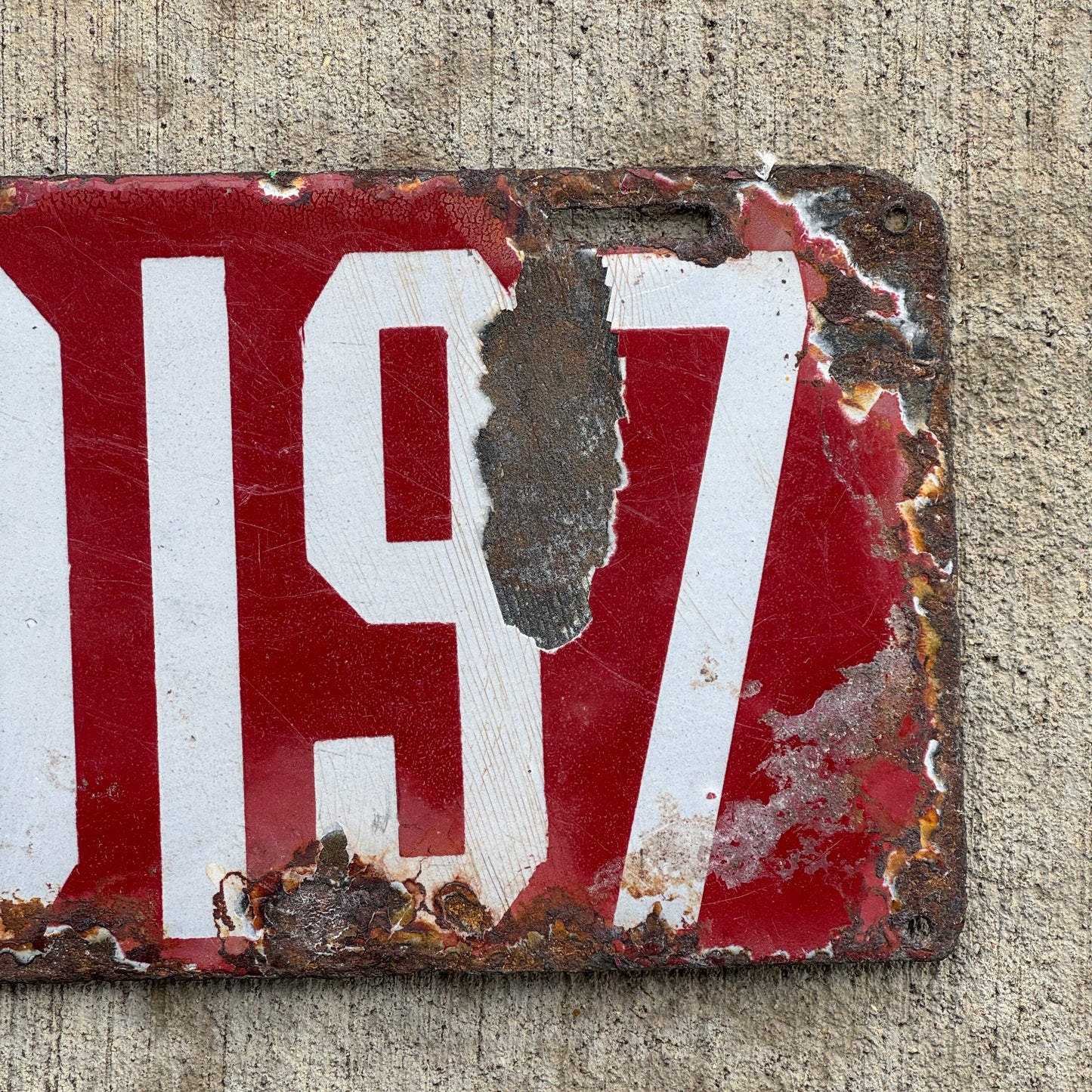 1914 New Jersey Porcelain Temporary License Plate Auto Tag Hard to Find Type 0197