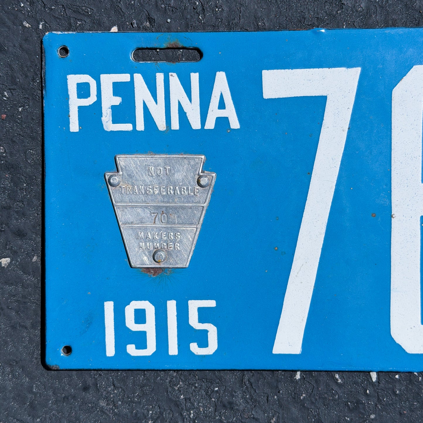 1915 Pennsylvania Porcelain License Plate Auto Tag High Quality Low Number Four Digit 7629