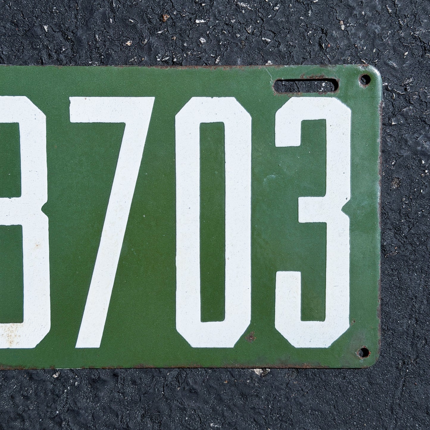 1913 Pennsylvania Porcelain License Plate Auto Tag High Quality Low Number Four Digit 8703
