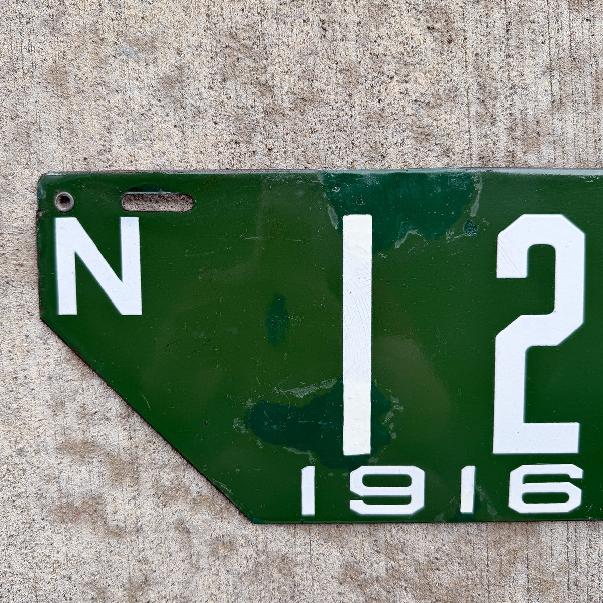 1916 New Hampshire Porcelain Visitor License Plate Auto Tag Non Resident Low Number Two Digit 12