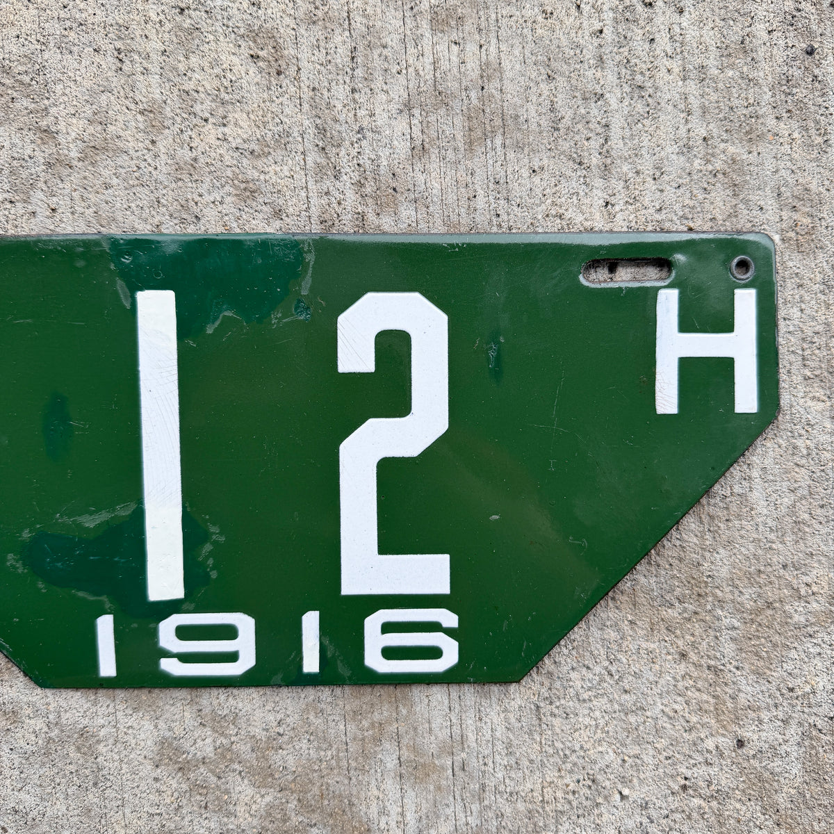 1916 New Hampshire Porcelain Visitor License Plate Auto Tag Non Resident Low Number Two Digit 12