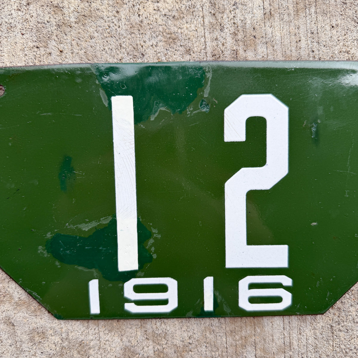 1916 New Hampshire Porcelain Visitor License Plate Auto Tag Non Resident Low Number Two Digit 12