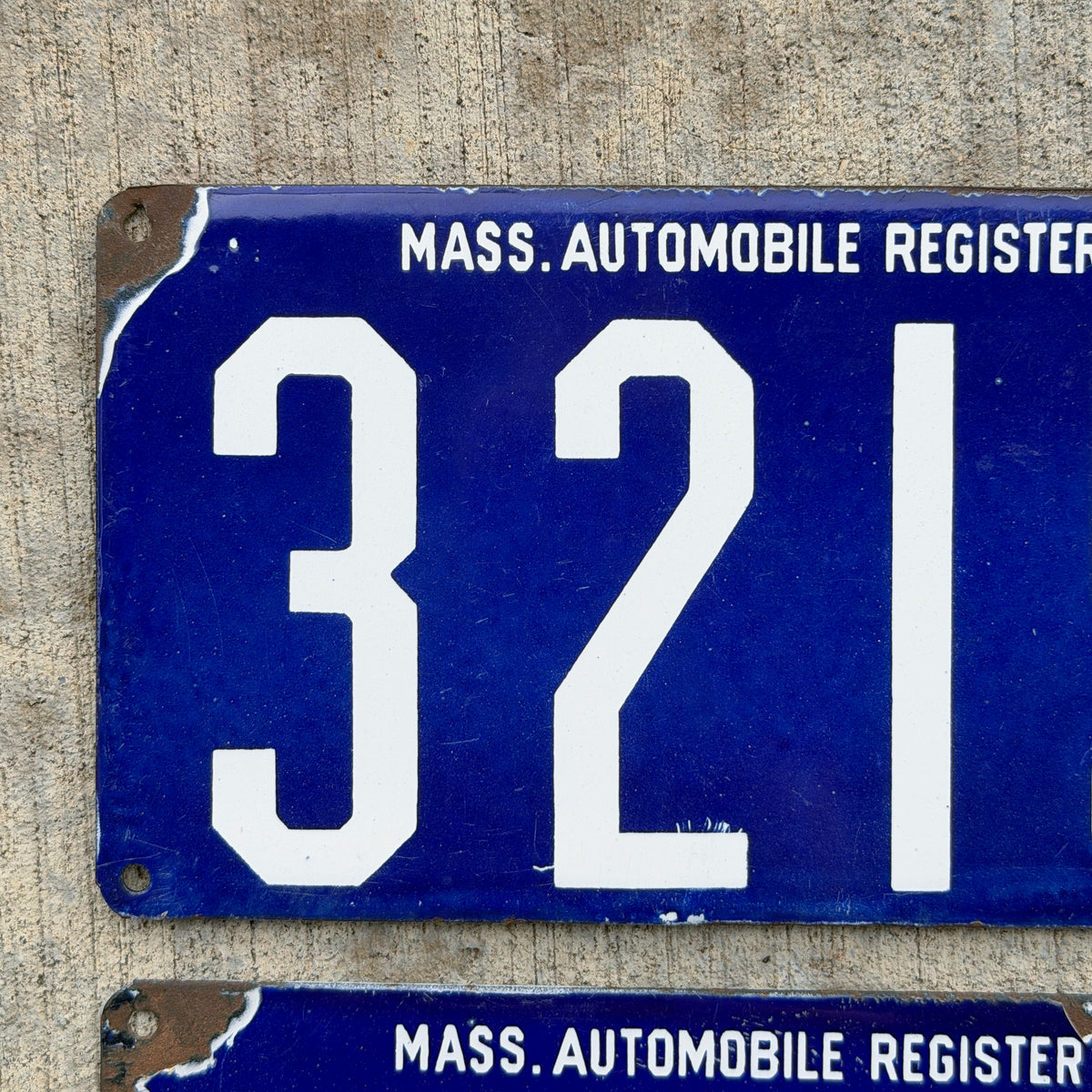 1903 Massachusetts Porcelain License Plate Pair Auto Tag Low Number Four Digit 3215