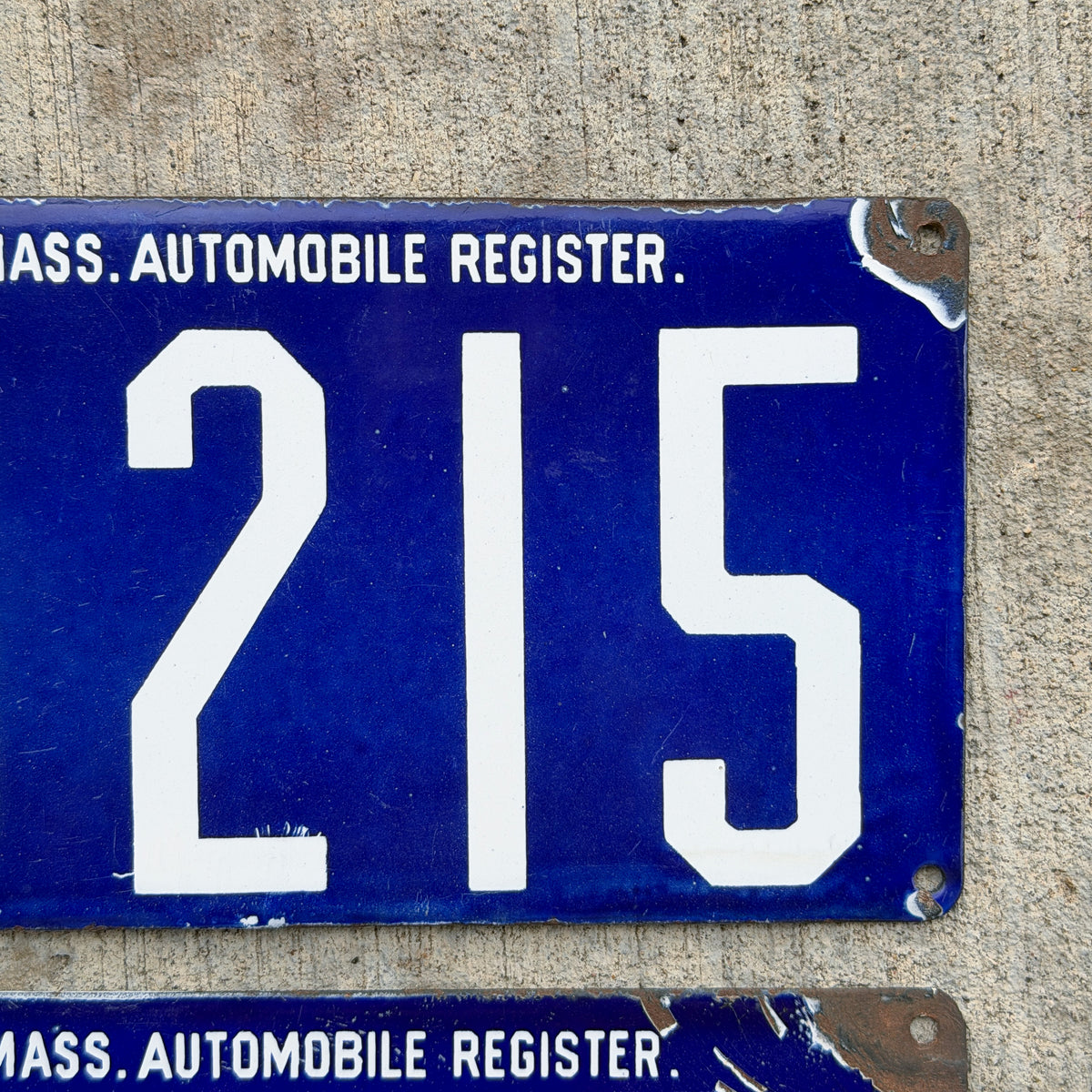 1903 Massachusetts Porcelain License Plate Pair Auto Tag Low Number Four Digit 3215