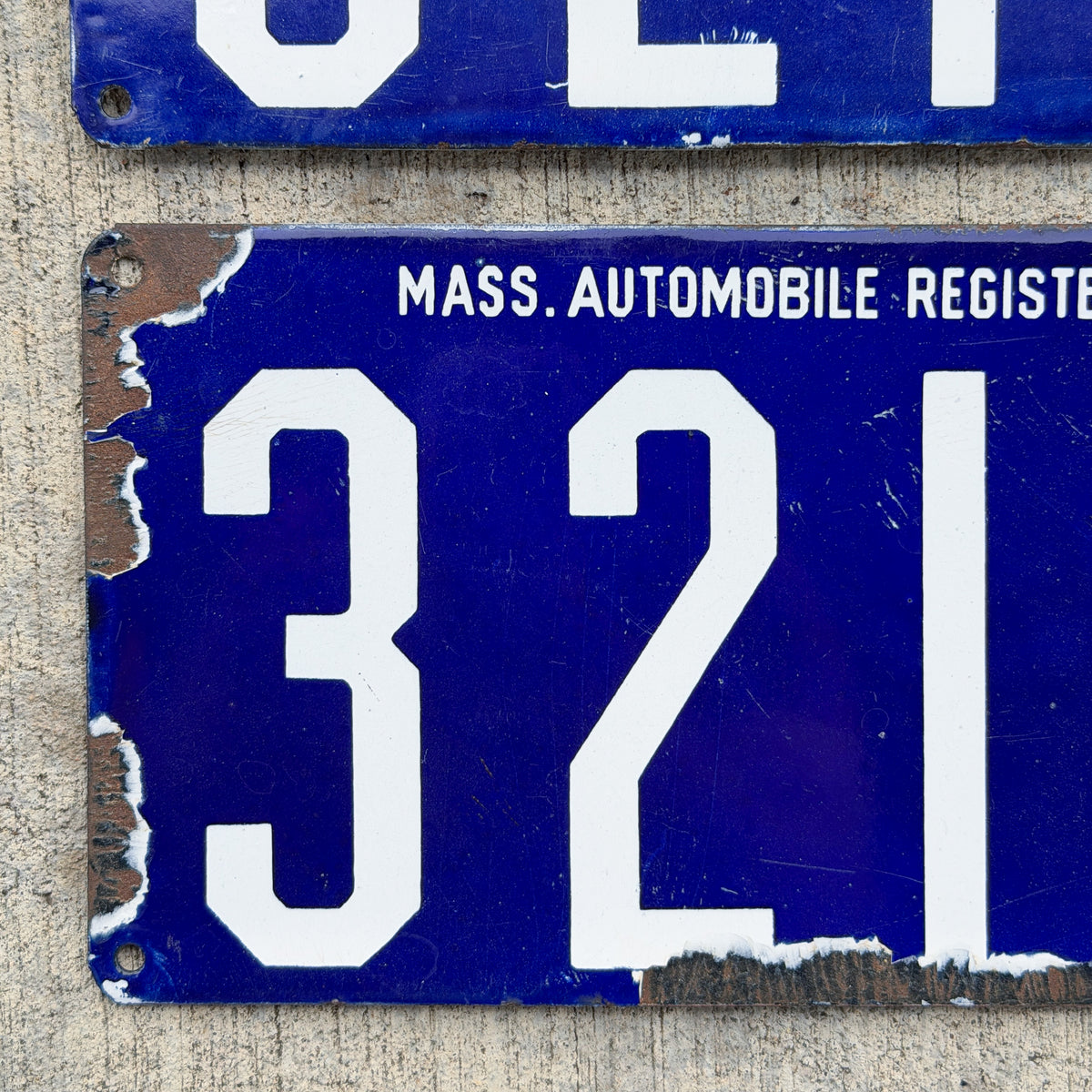 1903 Massachusetts Porcelain License Plate Pair Auto Tag Low Number Four Digit 3215