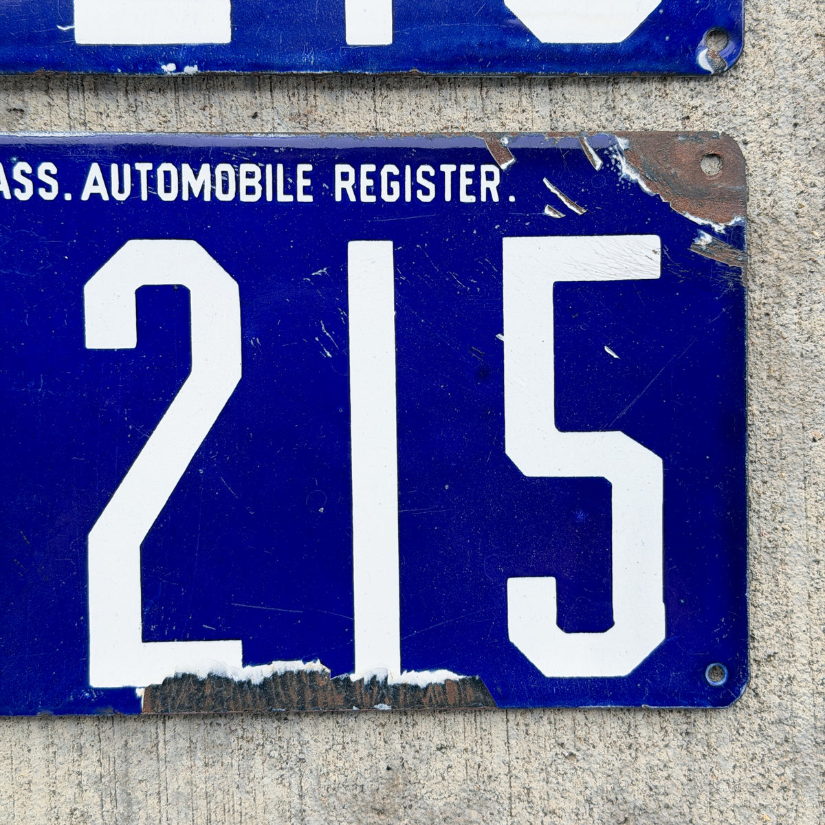 1903 Massachusetts Porcelain License Plate Pair Auto Tag Low Number Four Digit 3215