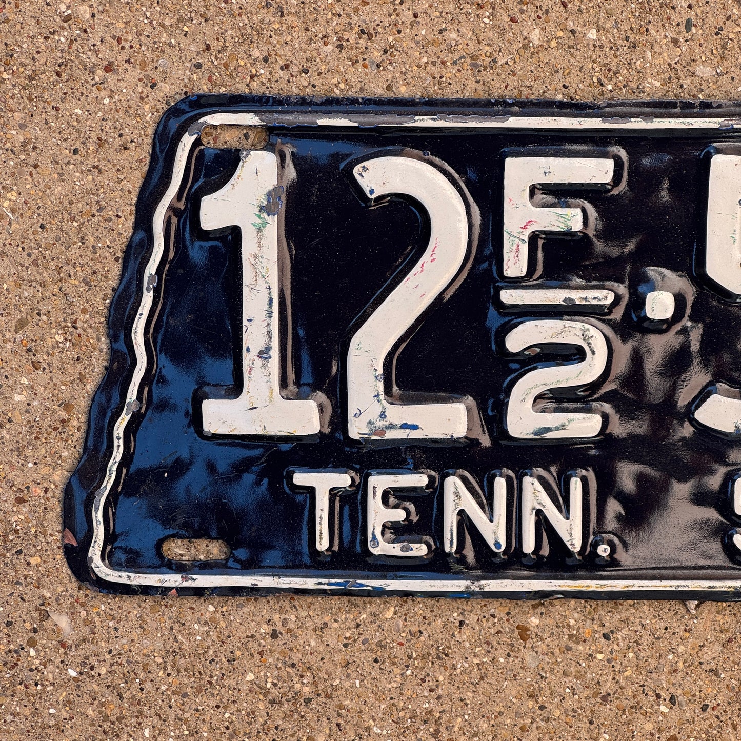1956 Tennessee Farm License Plate Auto Tag State Shape 12 F2 593