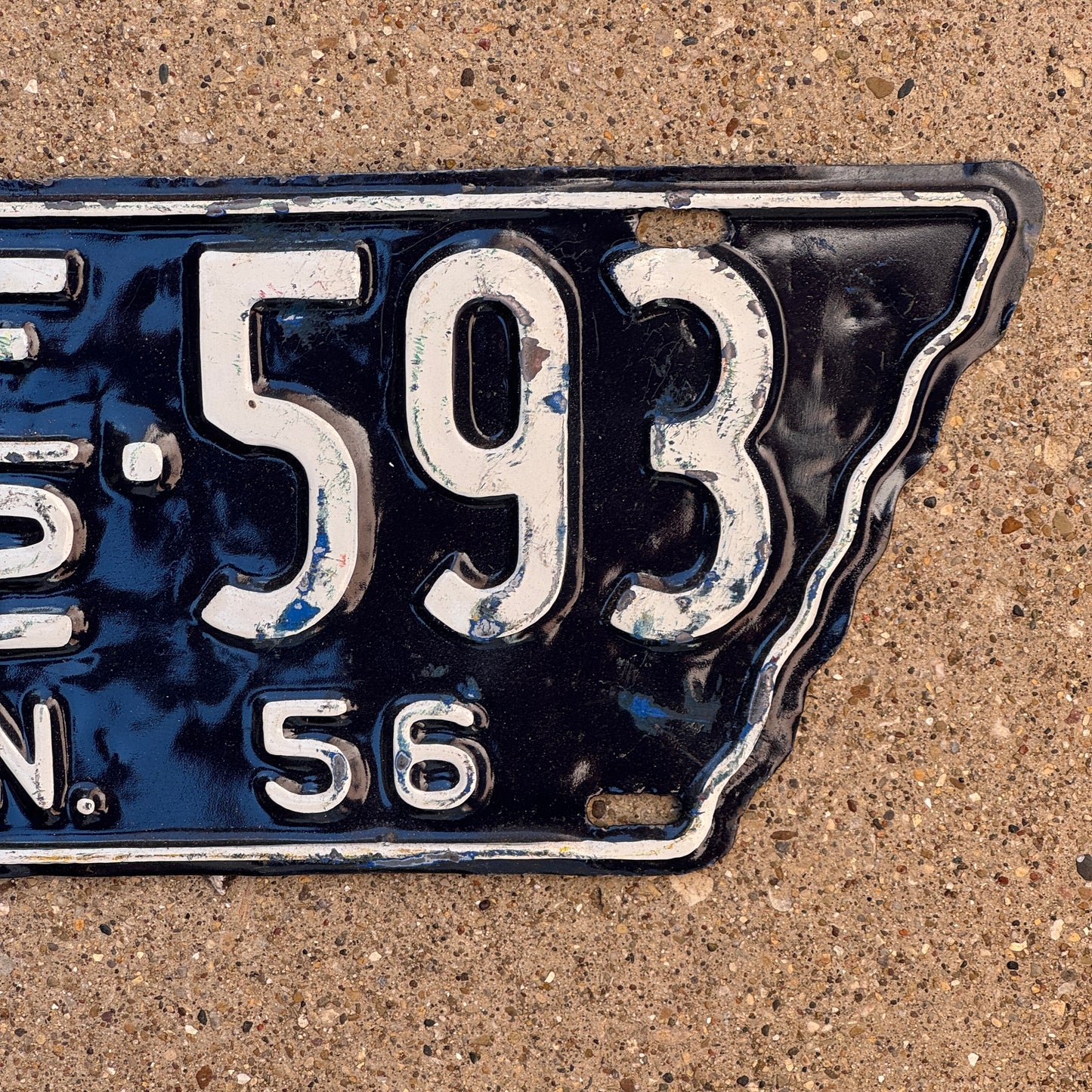 1956 Tennessee Farm License Plate Auto Tag State Shape 12 F2 593