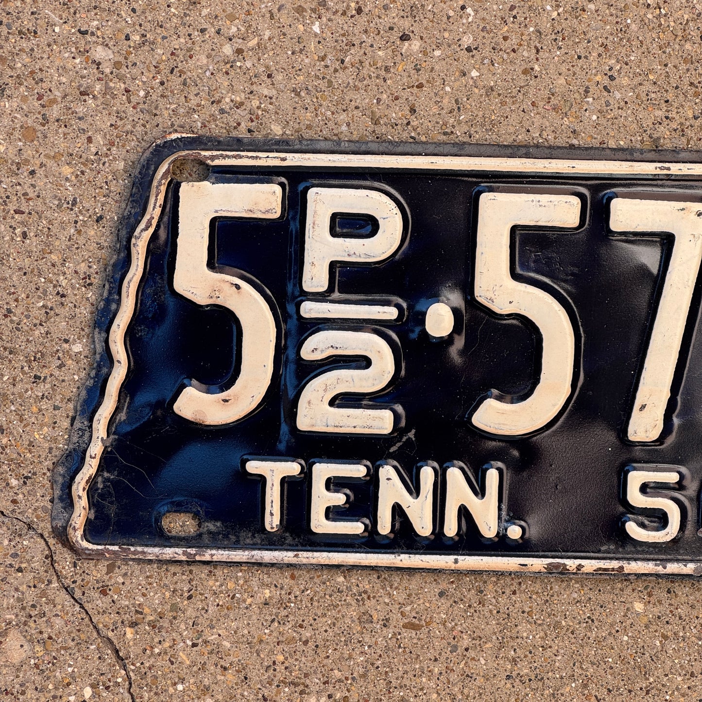 1956 Tennessee Truck License Plate Auto Tag State Shape 5 P2 5727