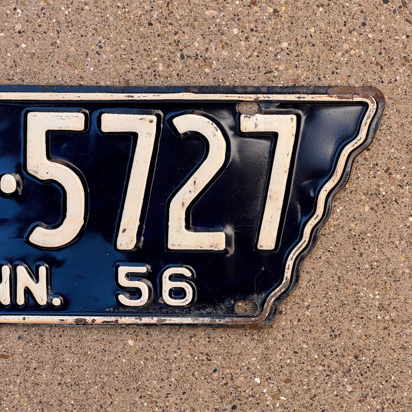 1956 Tennessee Truck License Plate Auto Tag State Shape 5 P2 5727