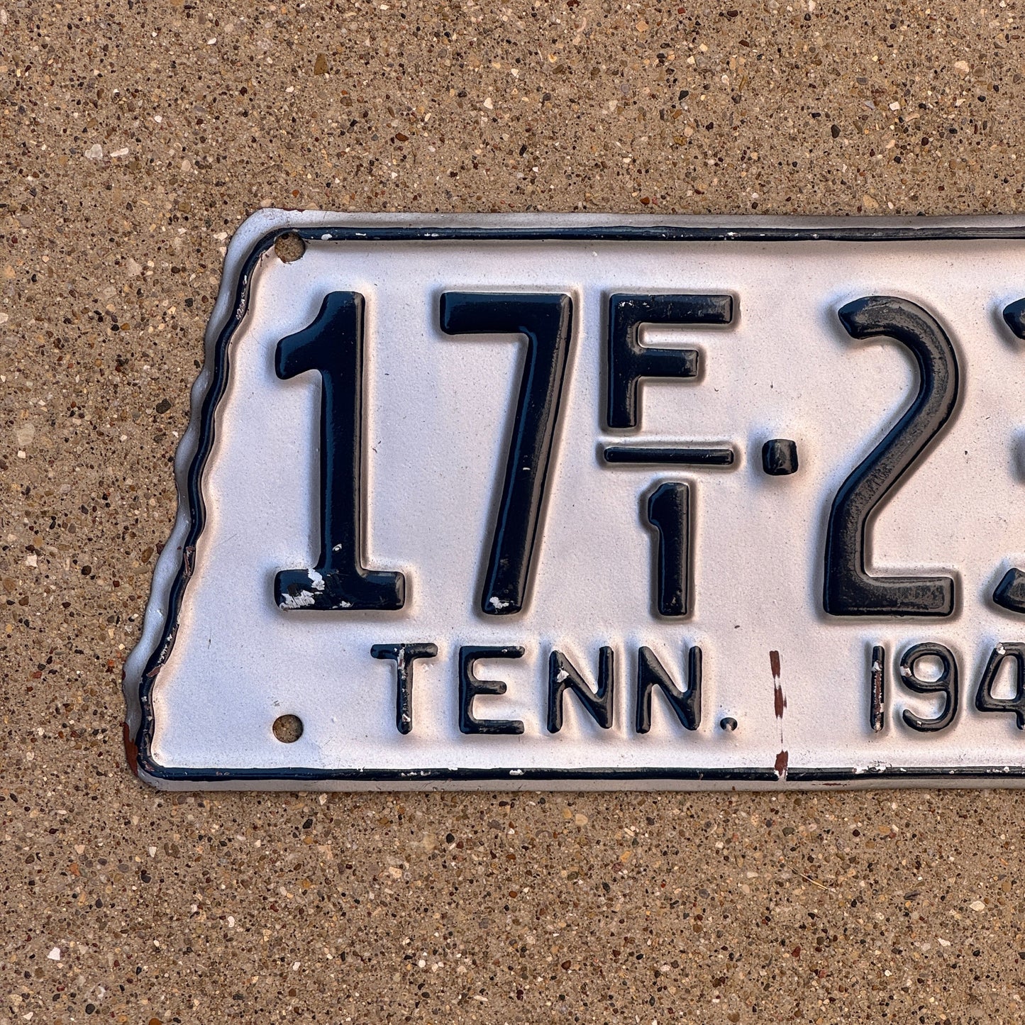 1945 Tennessee Farm License Plate Auto Tag State Shape 17 F1 230