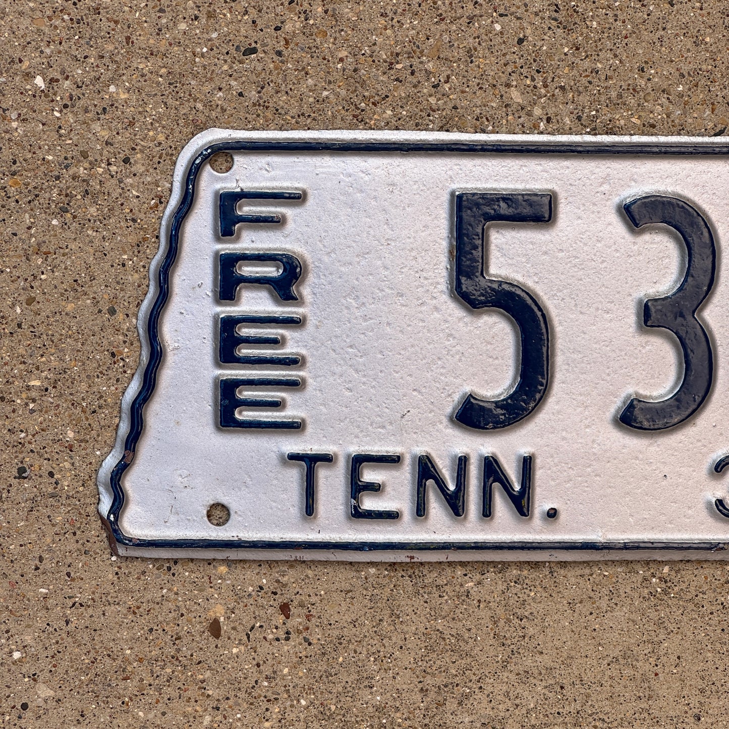 1938 Tennessee Free License Plate Auto Tag State Shape 5396