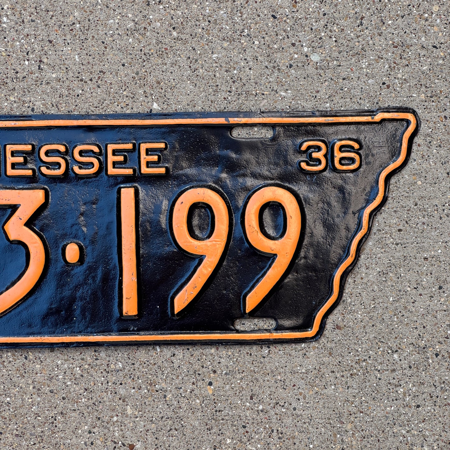 1936 Tennessee Truck License Plate Auto Tag State Shape C 23 199