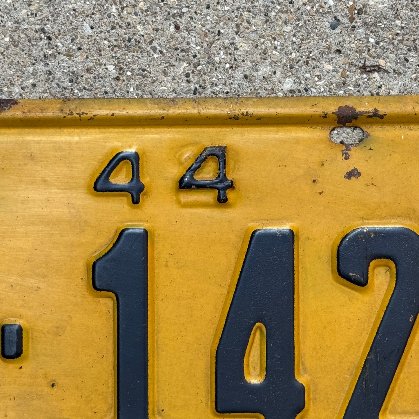1944 New York License Plate Auto Tag Restamp WWII RN 142