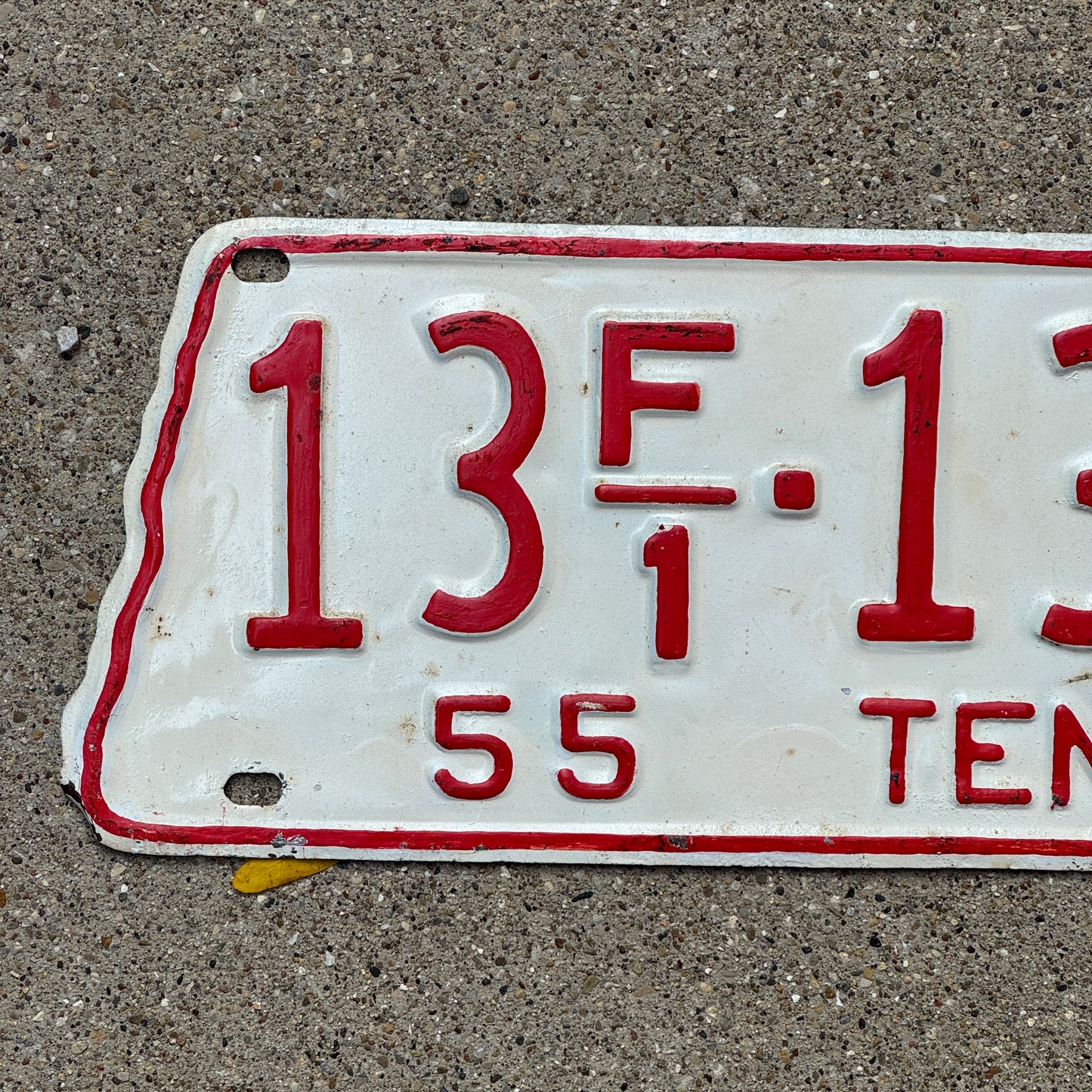 1955 Tennessee Farm License Plate Auto Tag State Shape 13 F1 1366