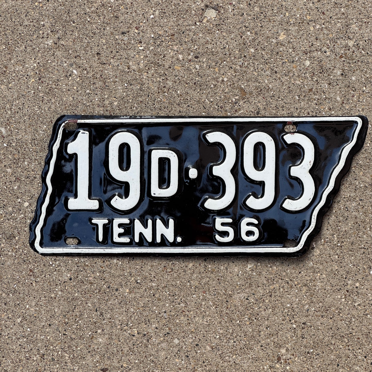 1956 Tennessee License Plate Pair Auto Tag State Shape 19 D 393