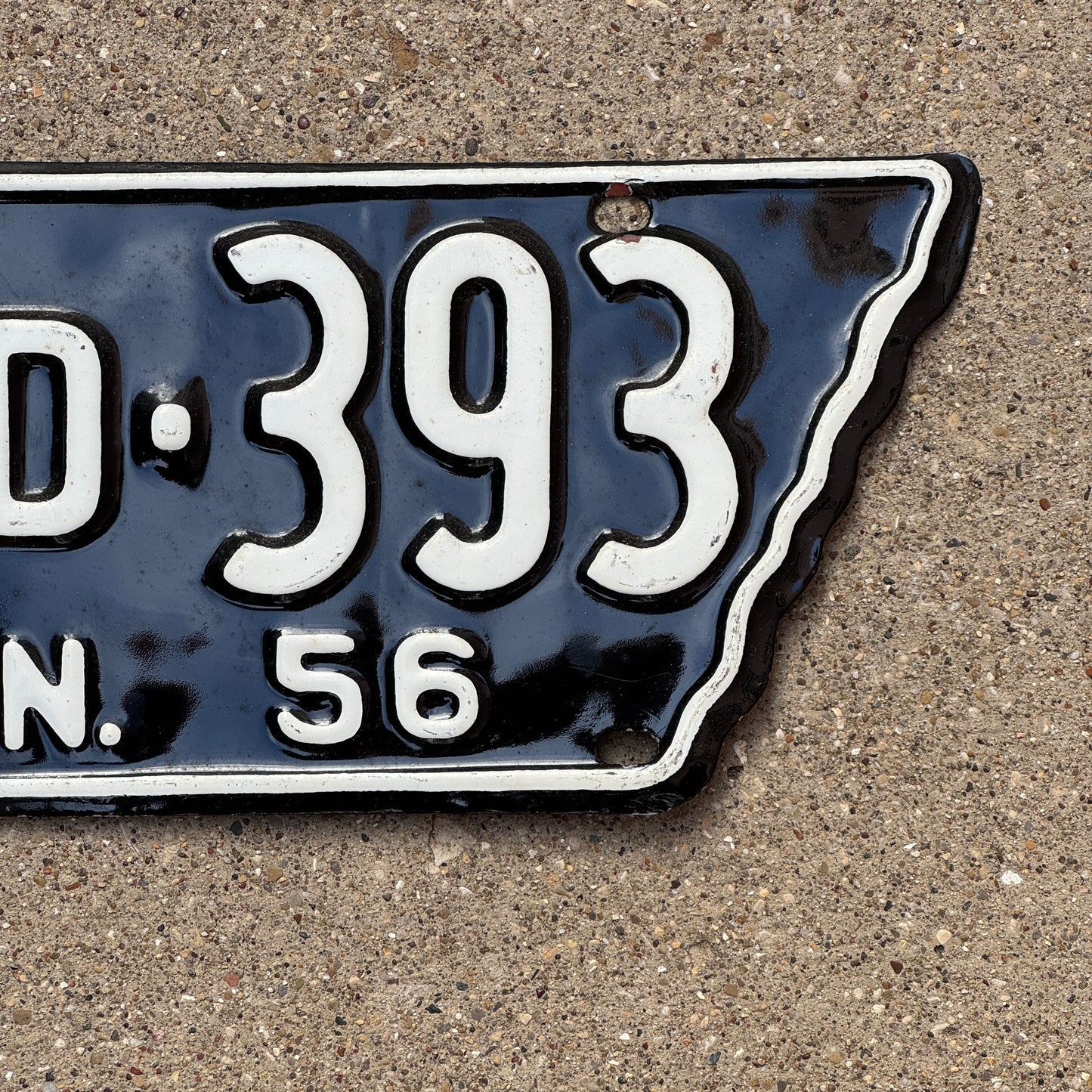 1956 Tennessee License Plate Pair Auto Tag State Shape 19 D 393