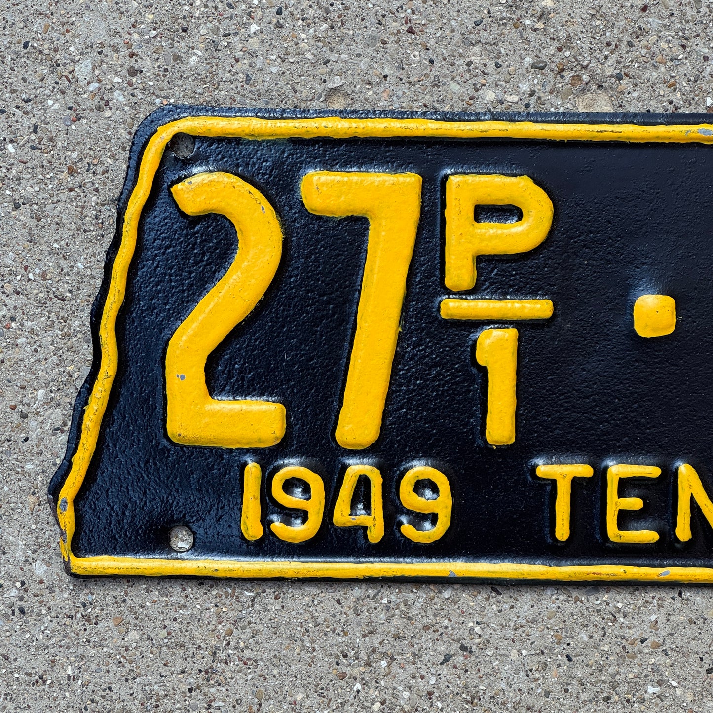 1949 Tennessee Truck License Plate Auto Tag State Shape 27 P1 65