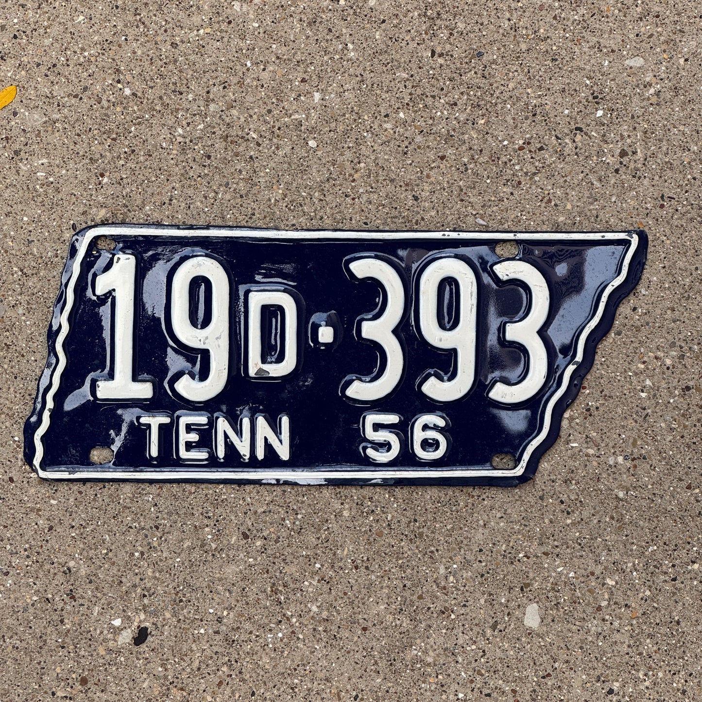 1956 Tennessee License Plate Pair Auto Tag State Shape 19 D 393