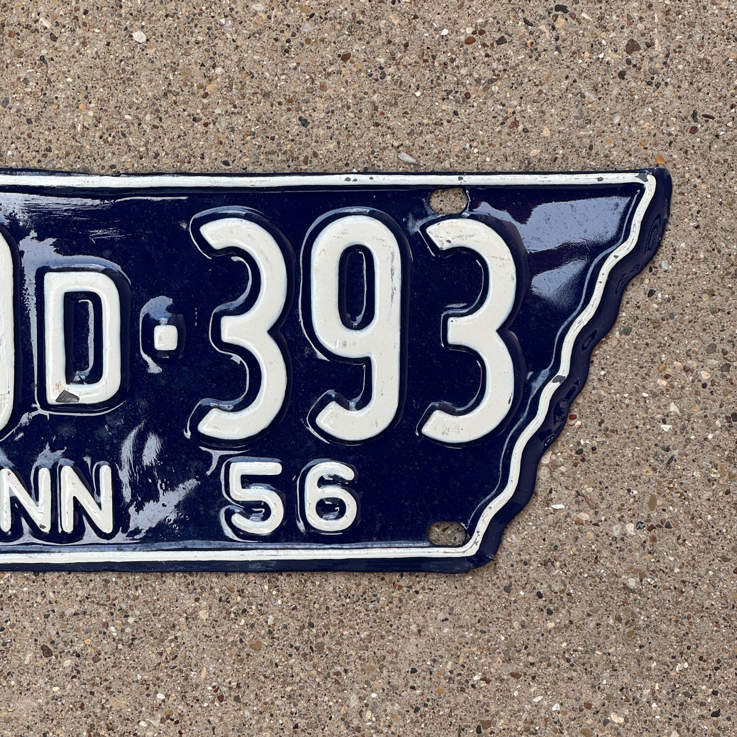 1956 Tennessee License Plate Pair Auto Tag State Shape 19 D 393