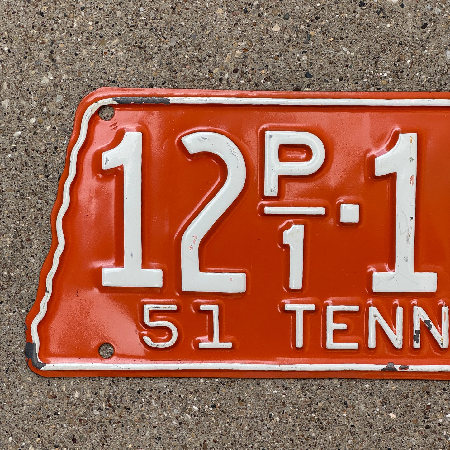 1951 Tennessee Truck License Plate Auto Tag State Shape Vols Colors 12 P1 197