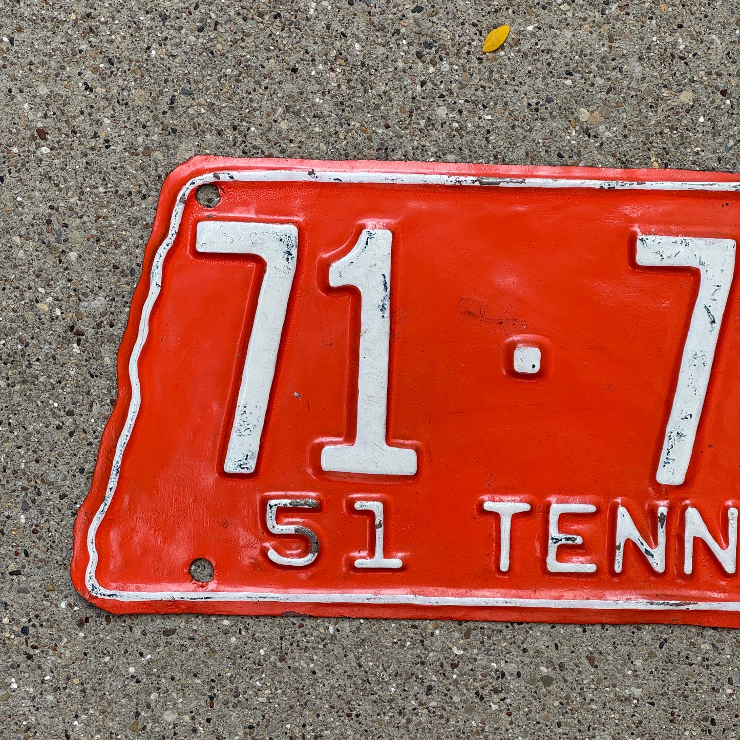 1951 Tennessee License Plate Auto Tag State Shape Vols Colors 71 705