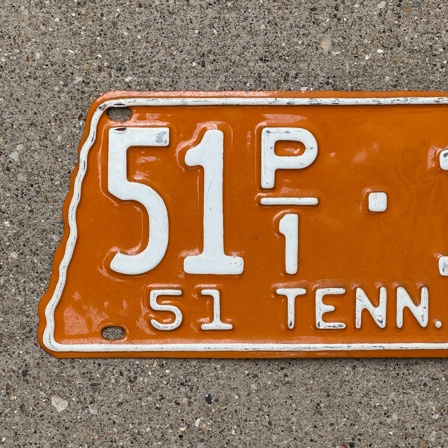 1951 Tennessee Truck License Plate Auto Tag State Shape Vols Colors 51 P1 16