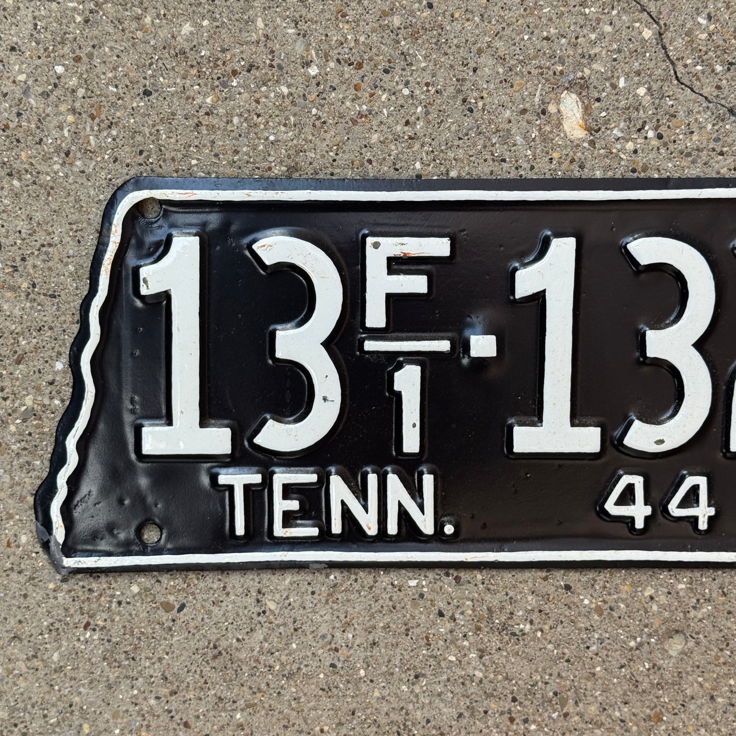 1944 Tennessee Farm License Plate Auto Tag State Shape 13 F1 132