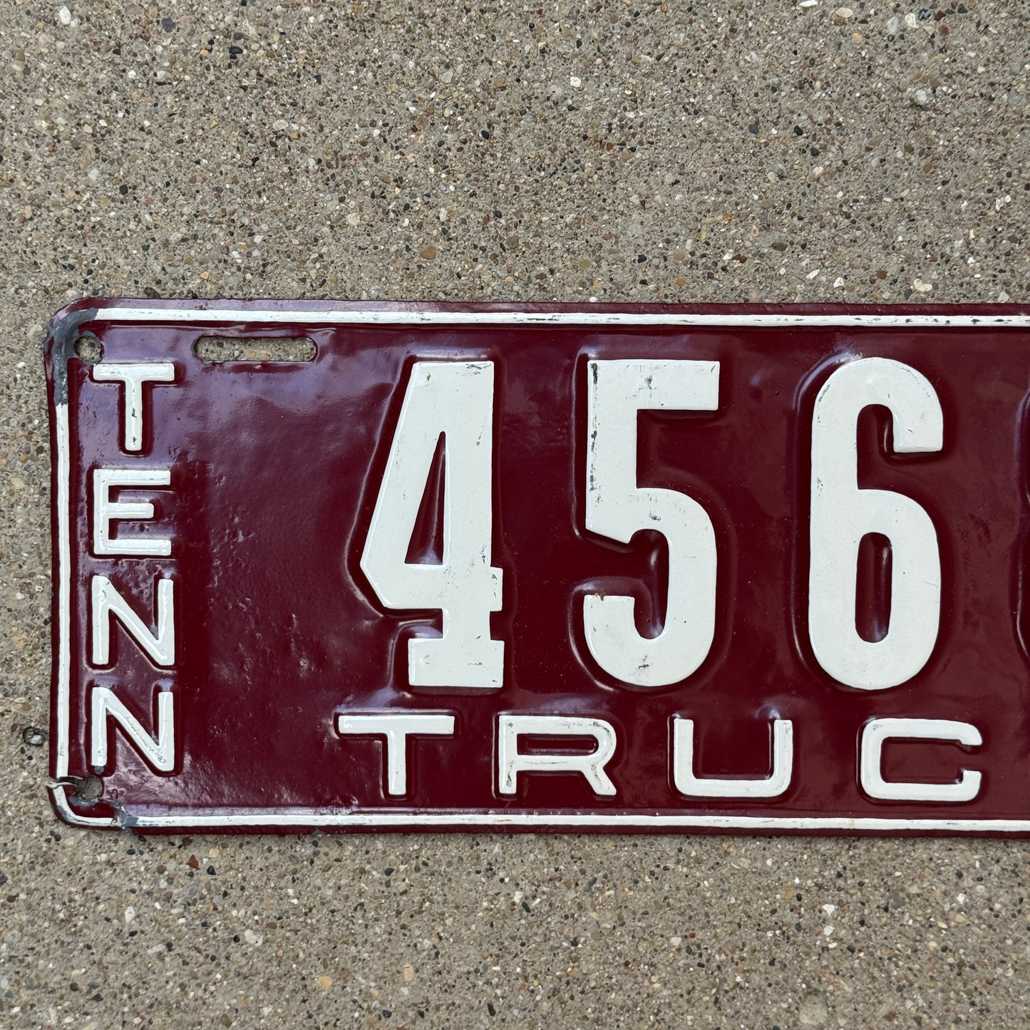 1922 Tennessee Truck License Plate Auto Tag Low Number Four Digit 4568