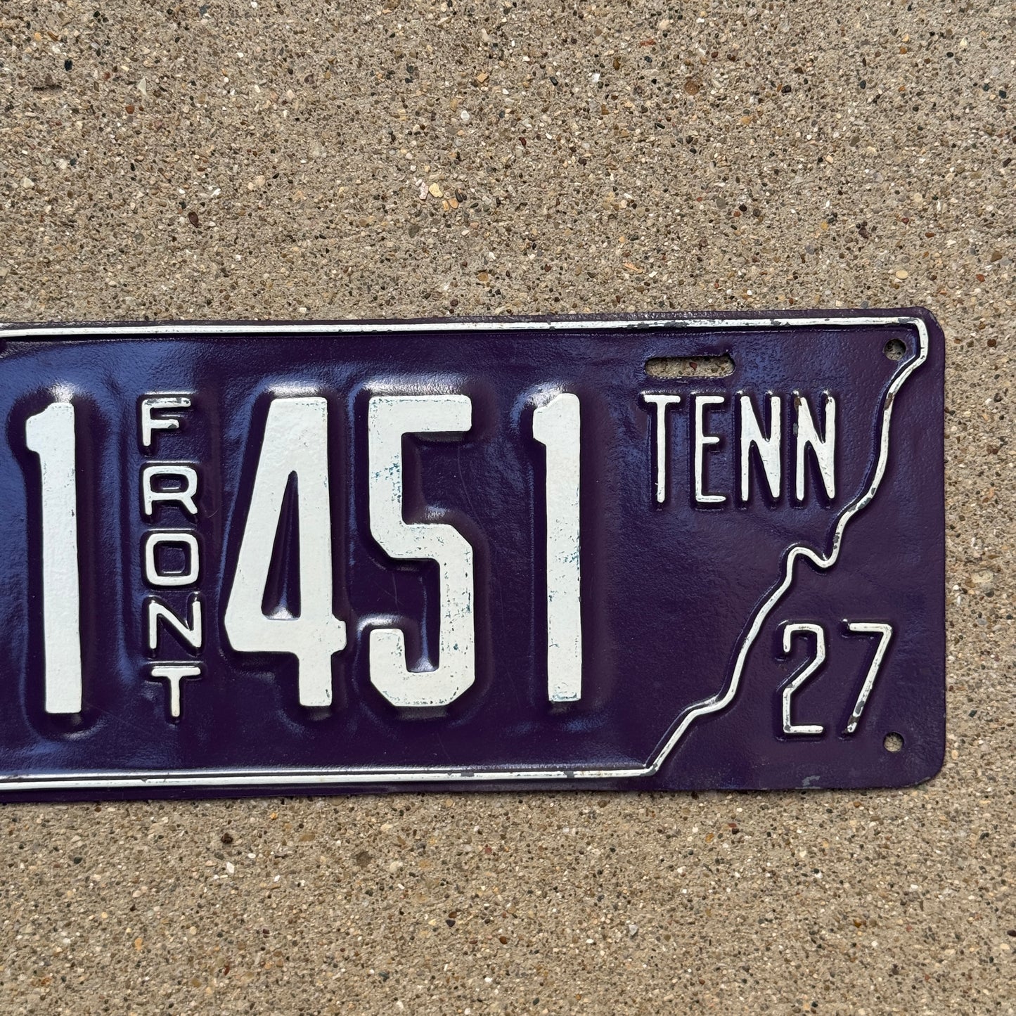 1927 Tennessee License Plate Auto Tag Front 131 451