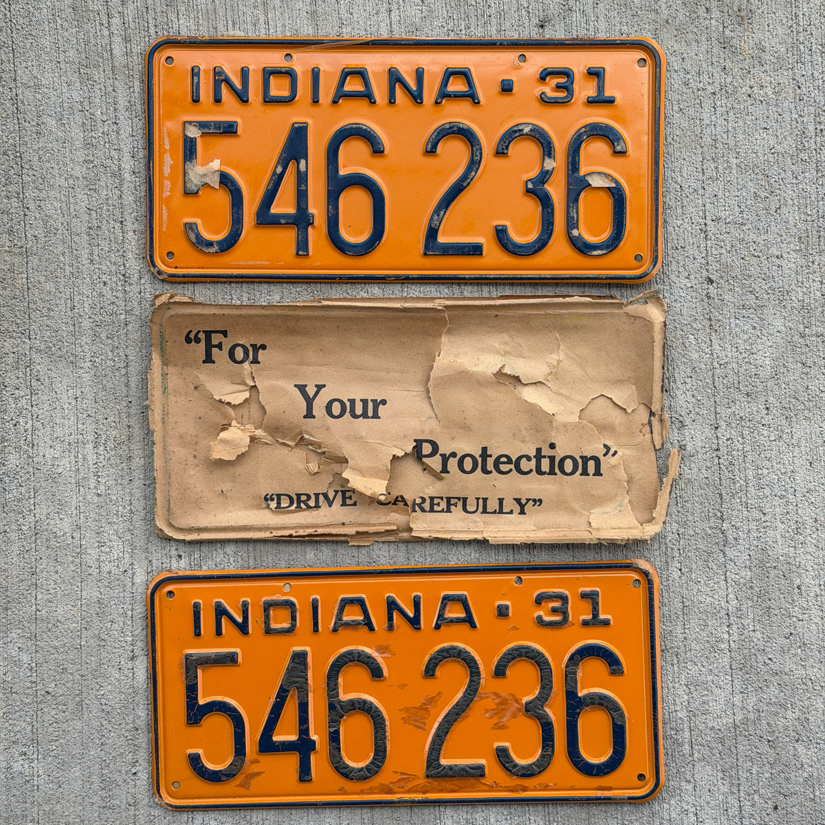 1931 Indiana License Plate Pair Auto Tag Ford Model A Year NOS with Envelope 546 236