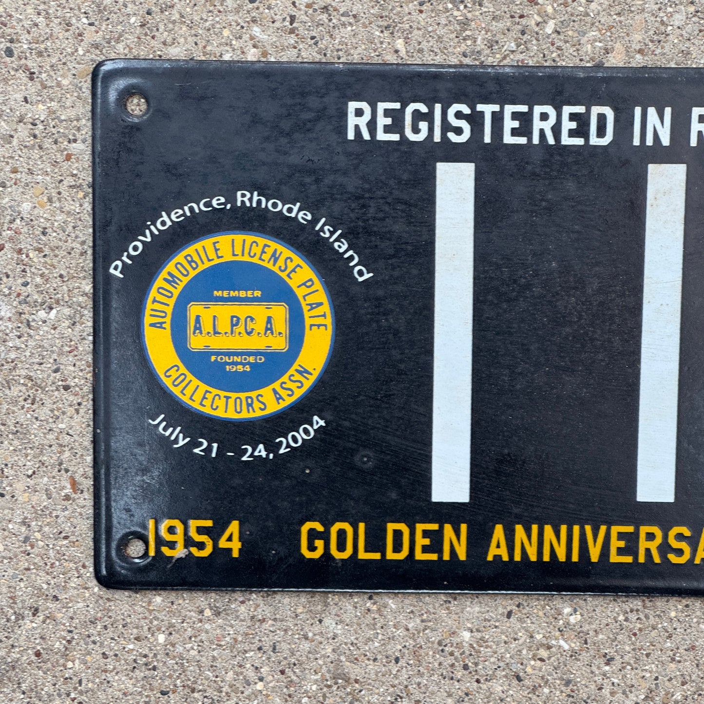 2004 Rhode Island Porcelain License Plate Auto Tag Providence ALPCA Convention 118